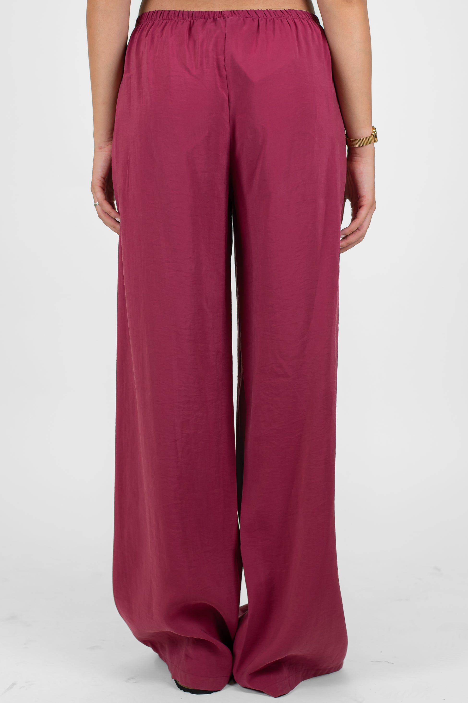 Haveone - Coordinato in modal con t-shirt scollo a V con lacci e pantalone palazzo con coulisse