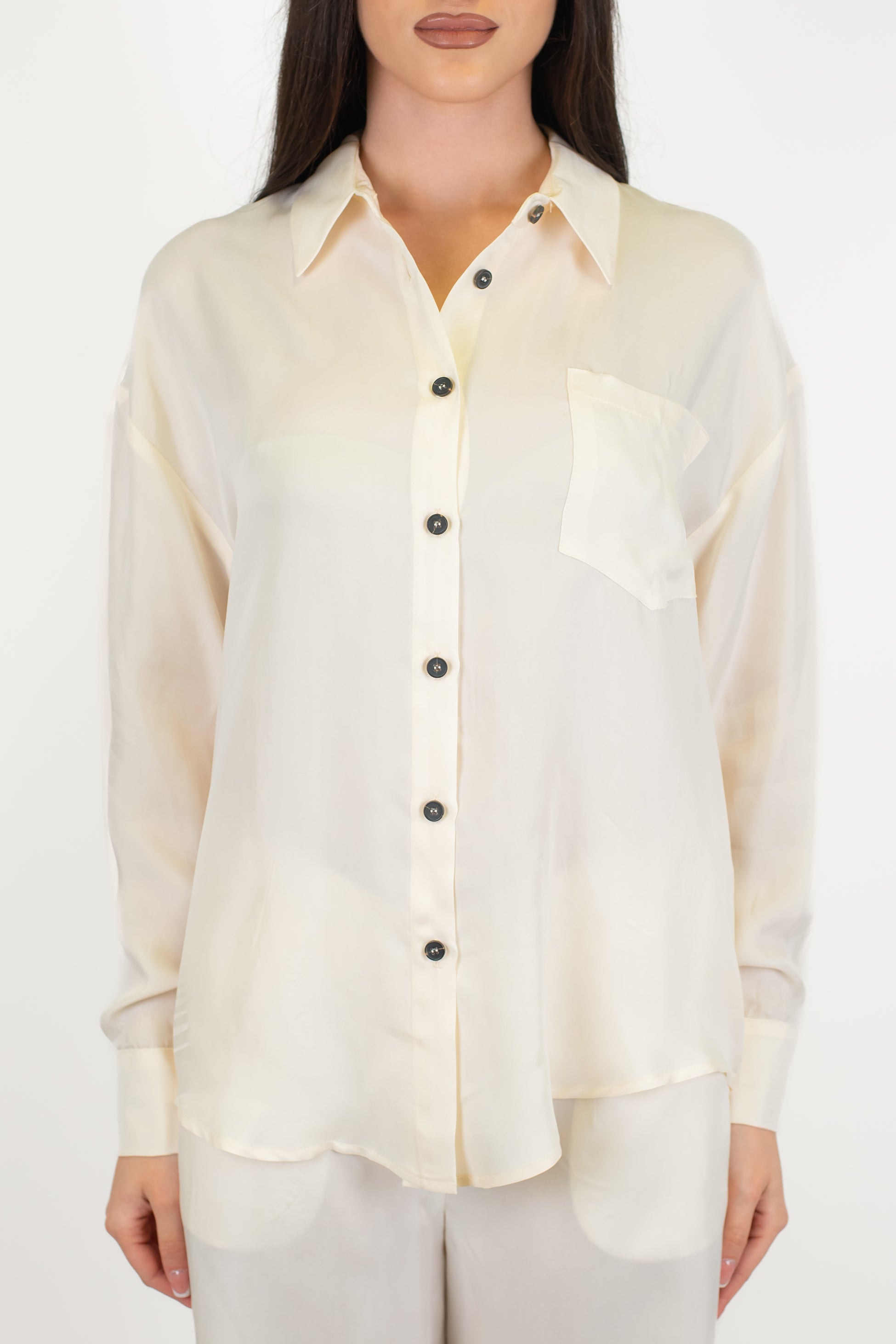 Tensione in - Camicia tinta unita in cupro