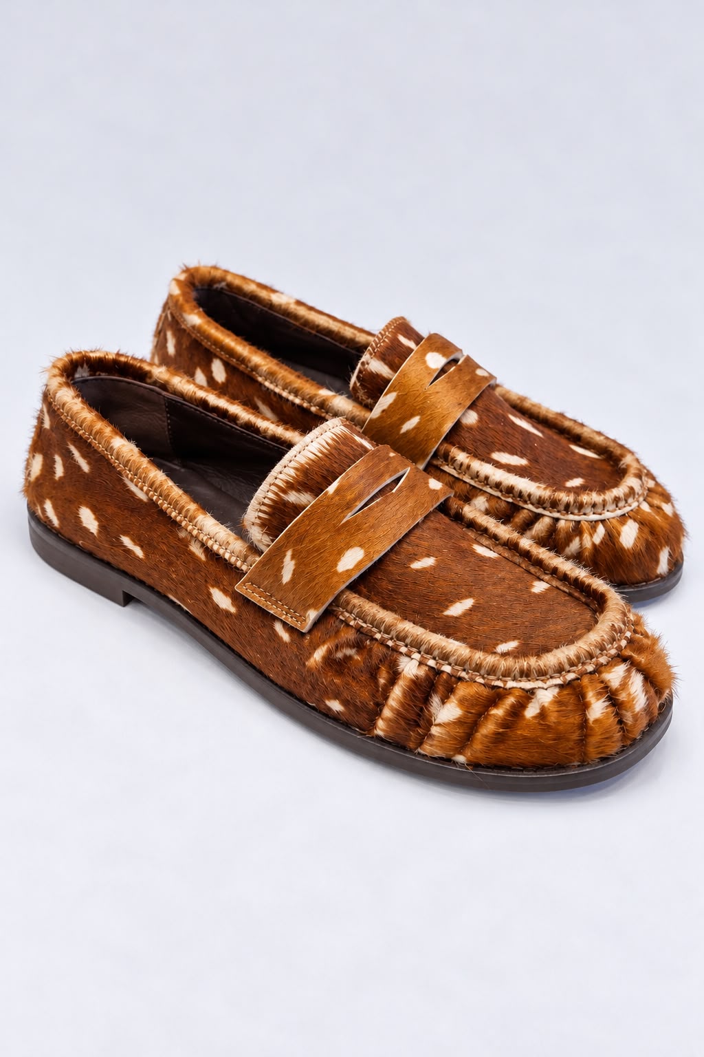 Ovyè - Mocassino in cavallino animalier punta quadrata