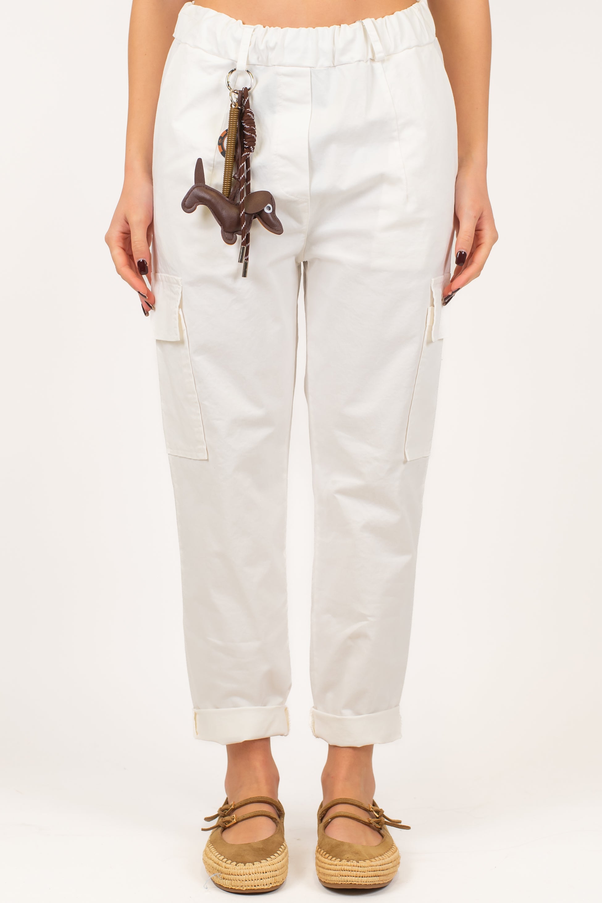 Motel - Pantalone cargo in cotone con charms