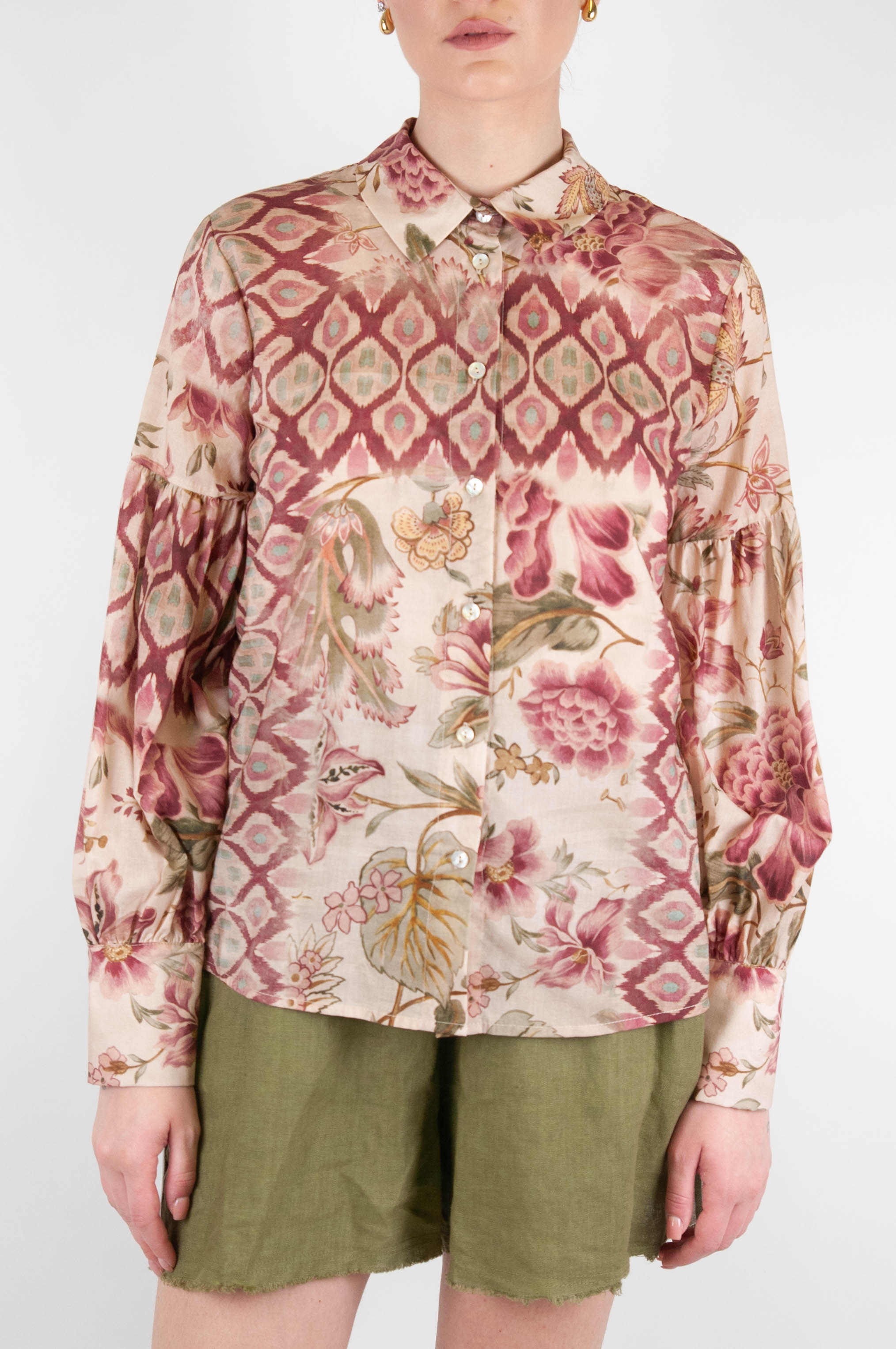 Tension in - Abstract floral patterned shirt in cotton muslin