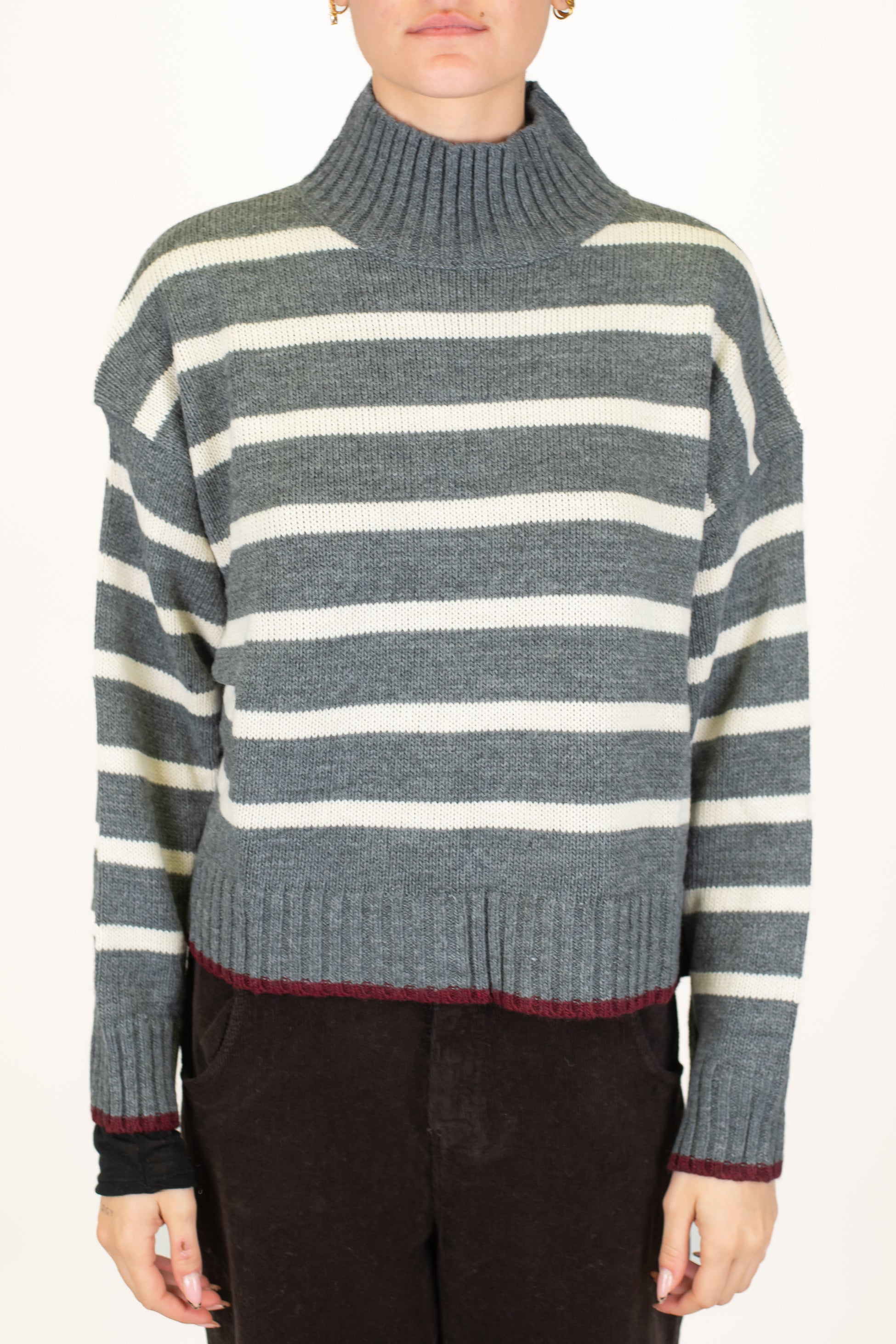 Motel - Lupetto fantasia a righe in misto lana con fondo a contrasto