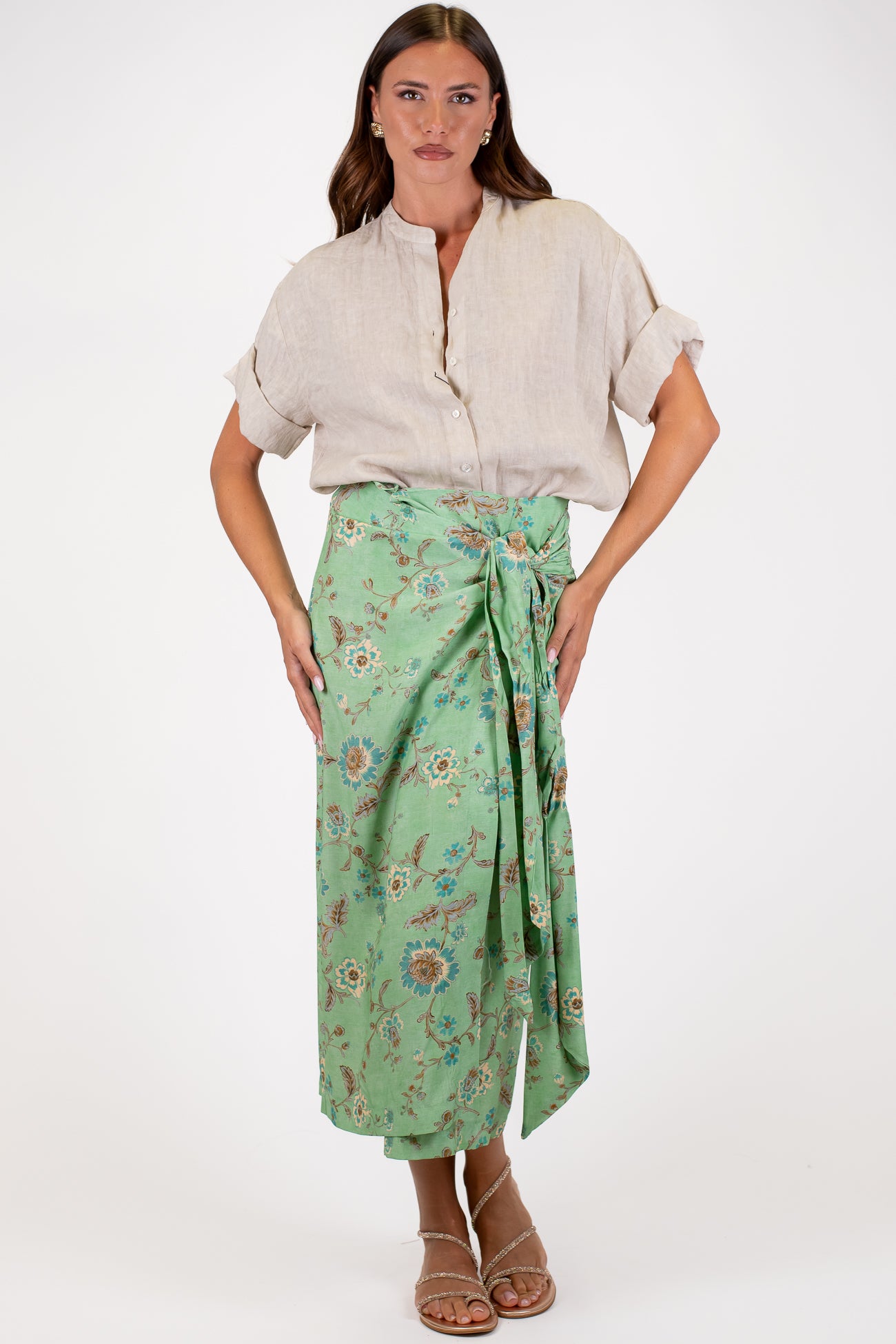 Maryley - Gonna pareo in viscosa fantasia fiori