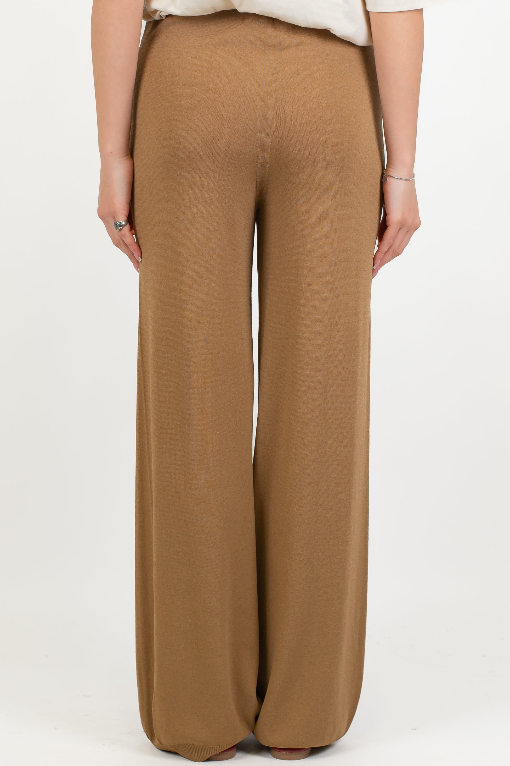 Maryley - Pantalone palazzo in viscosa leggera con elastico in vita
