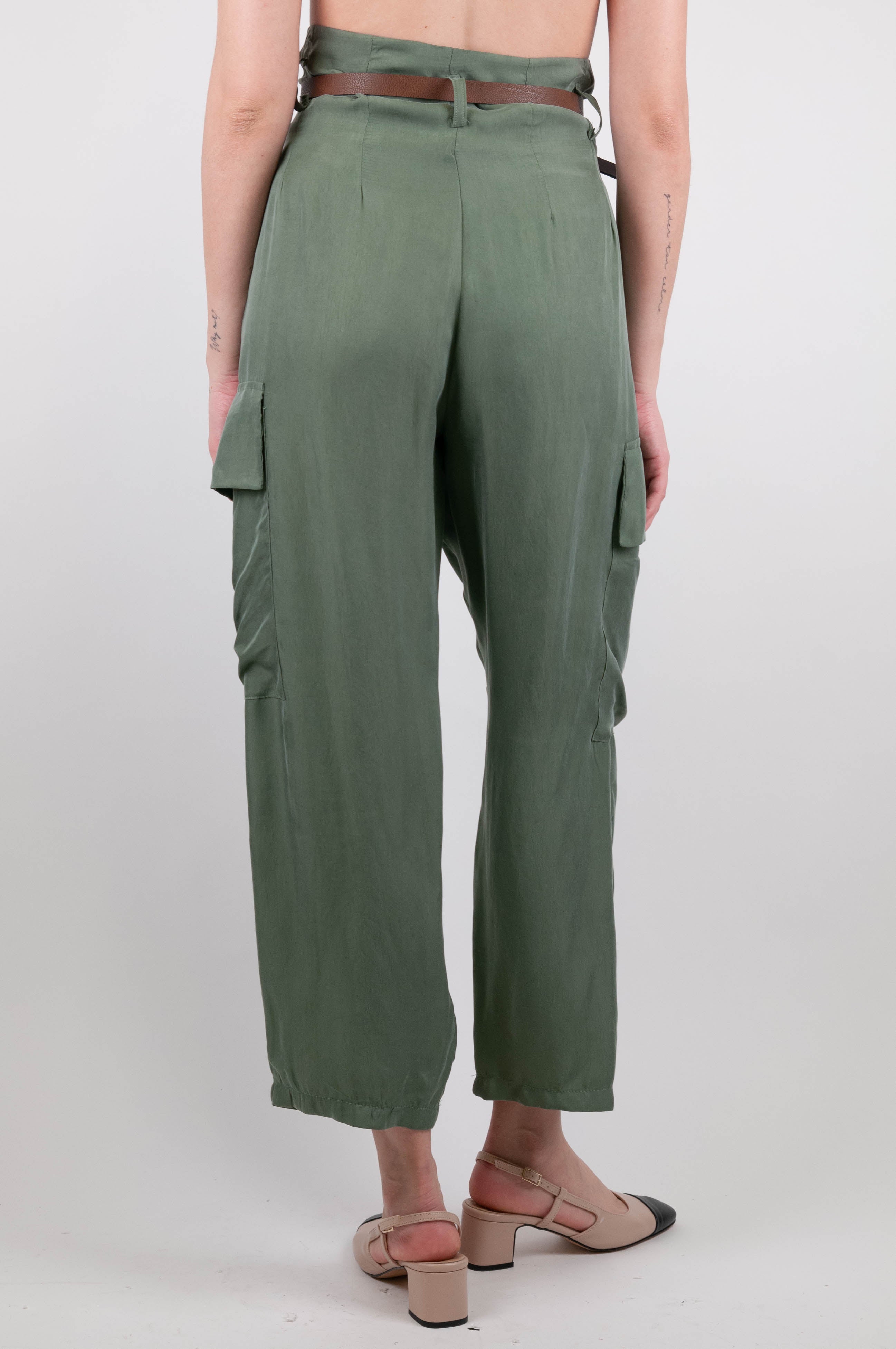 Dixie - Cargo trousers with cupro pleats