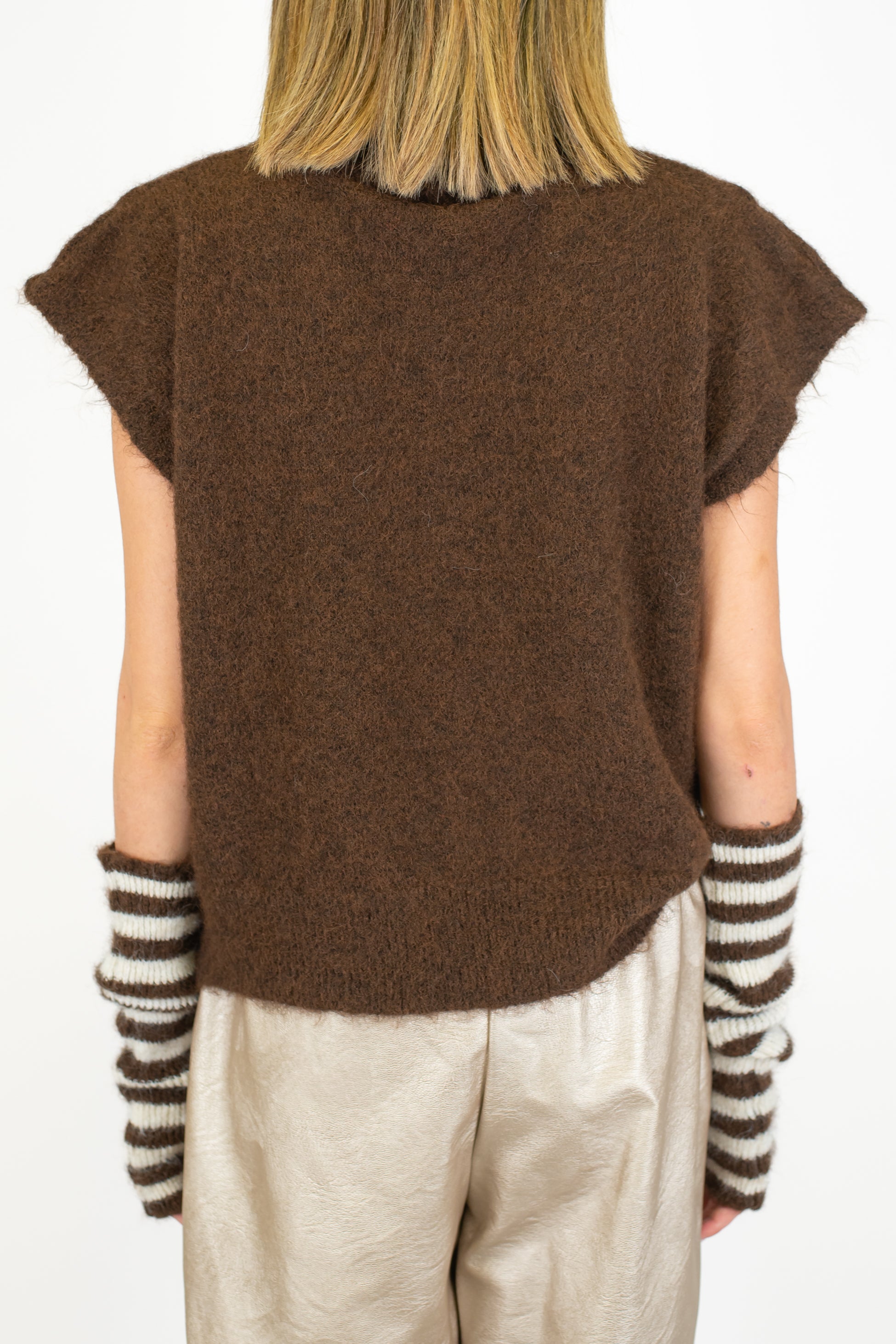 Tensione in - Dolcevita giromaniche in misto lana con manicotti fantasia a righe