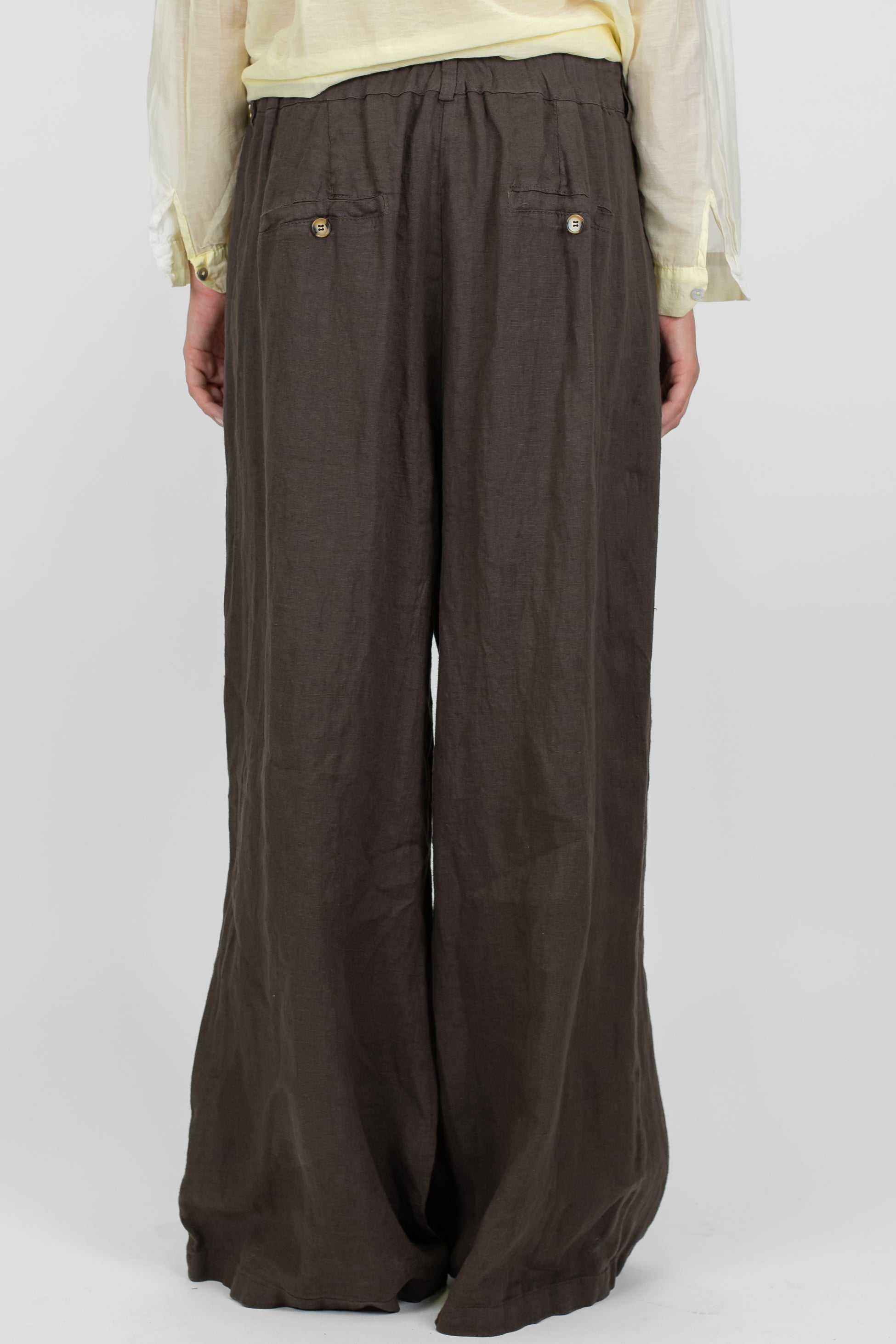 Tensione in - Pantalone palazzo con pinces 100% lino