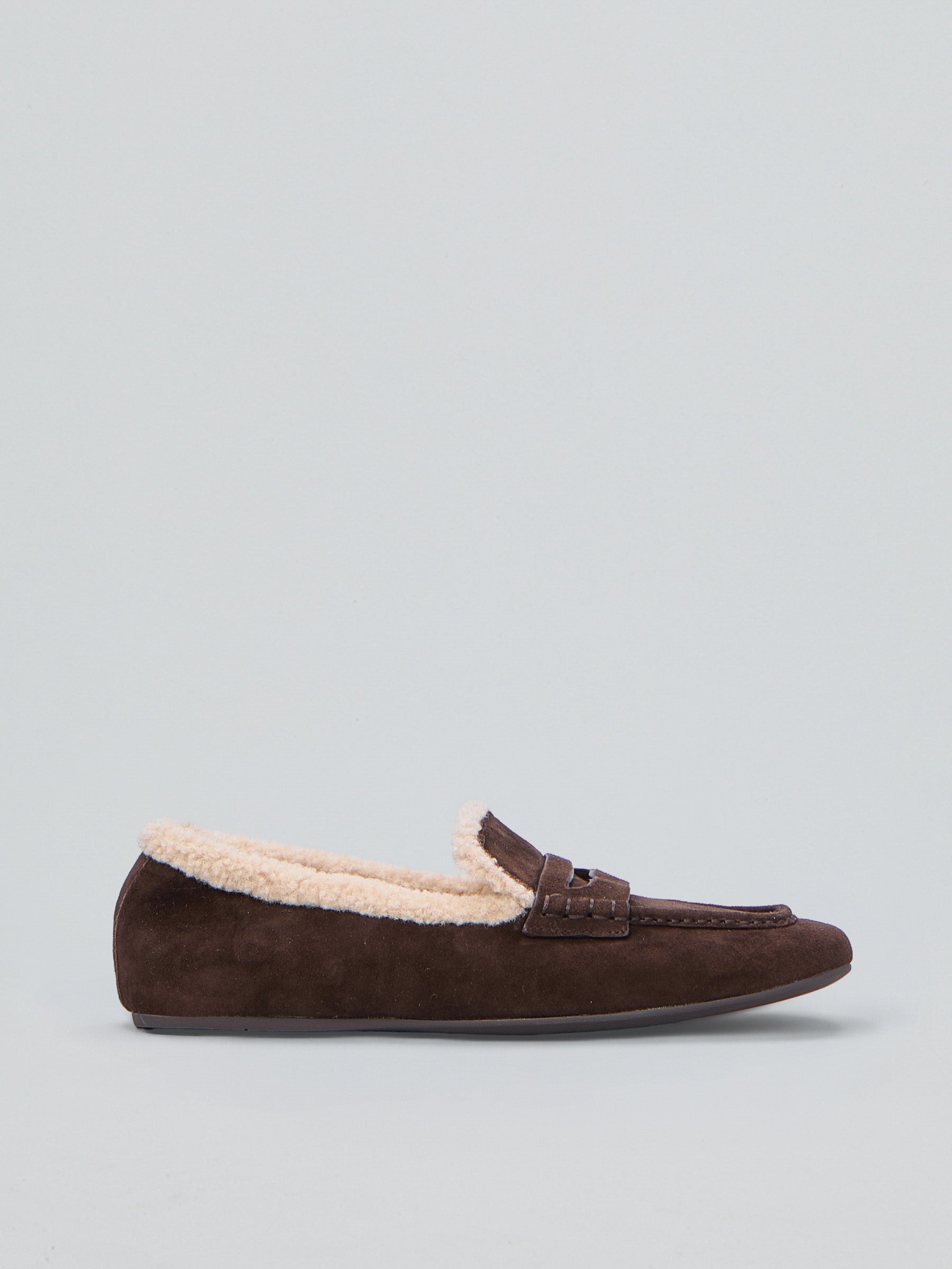 Ovyè - Mocassino in suede punta quadrata con fodera in morbida pelliccia