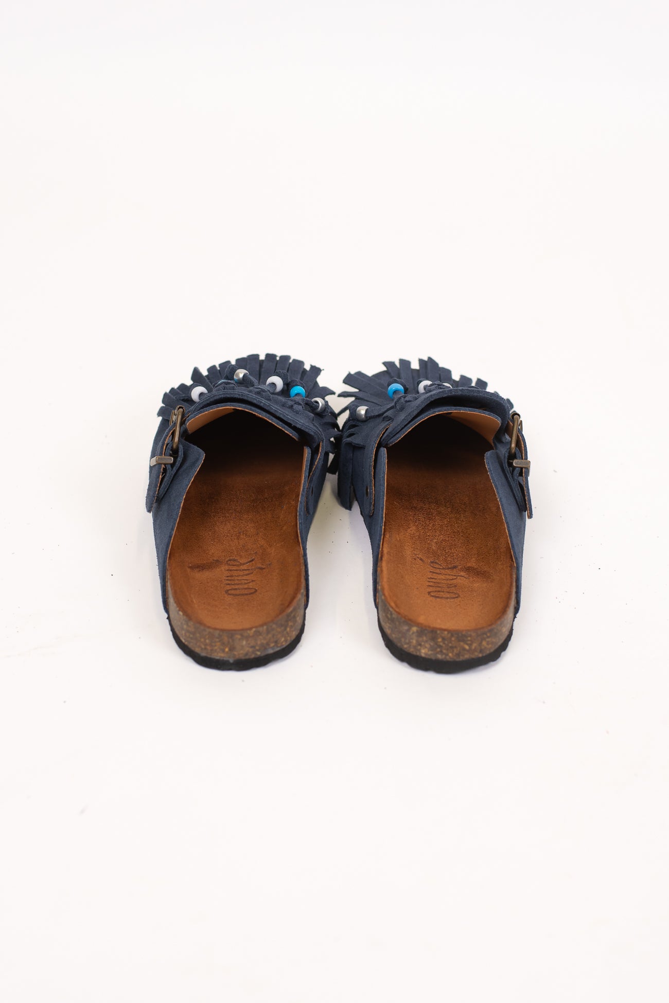 Ovyé - Mules in suede con frange e perline