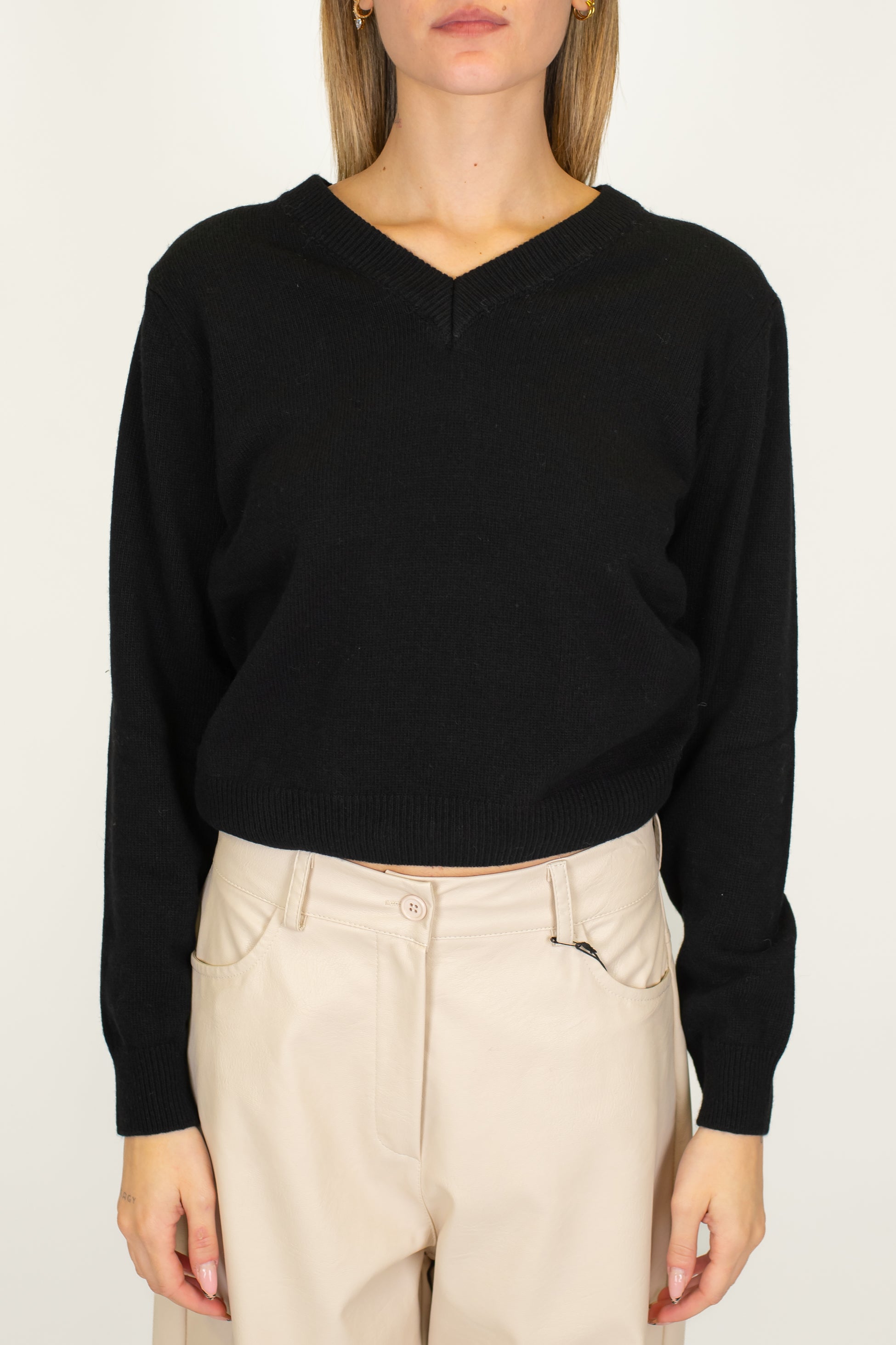 Tensione in - Maglia scollo a V in misto lana e cashmere