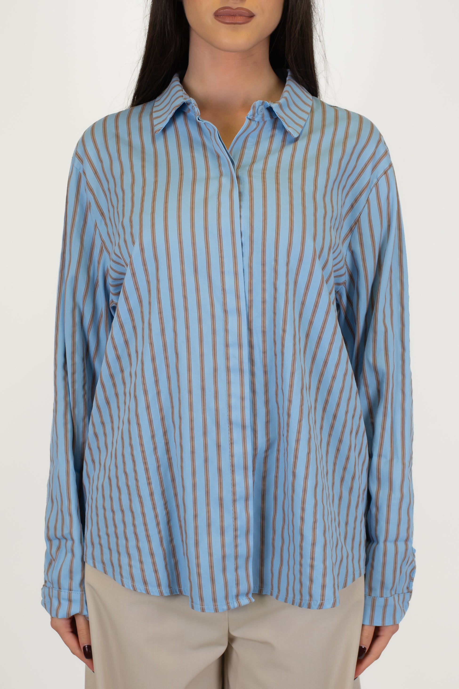 Haveone - Camicia over fantasia righe a contrasto