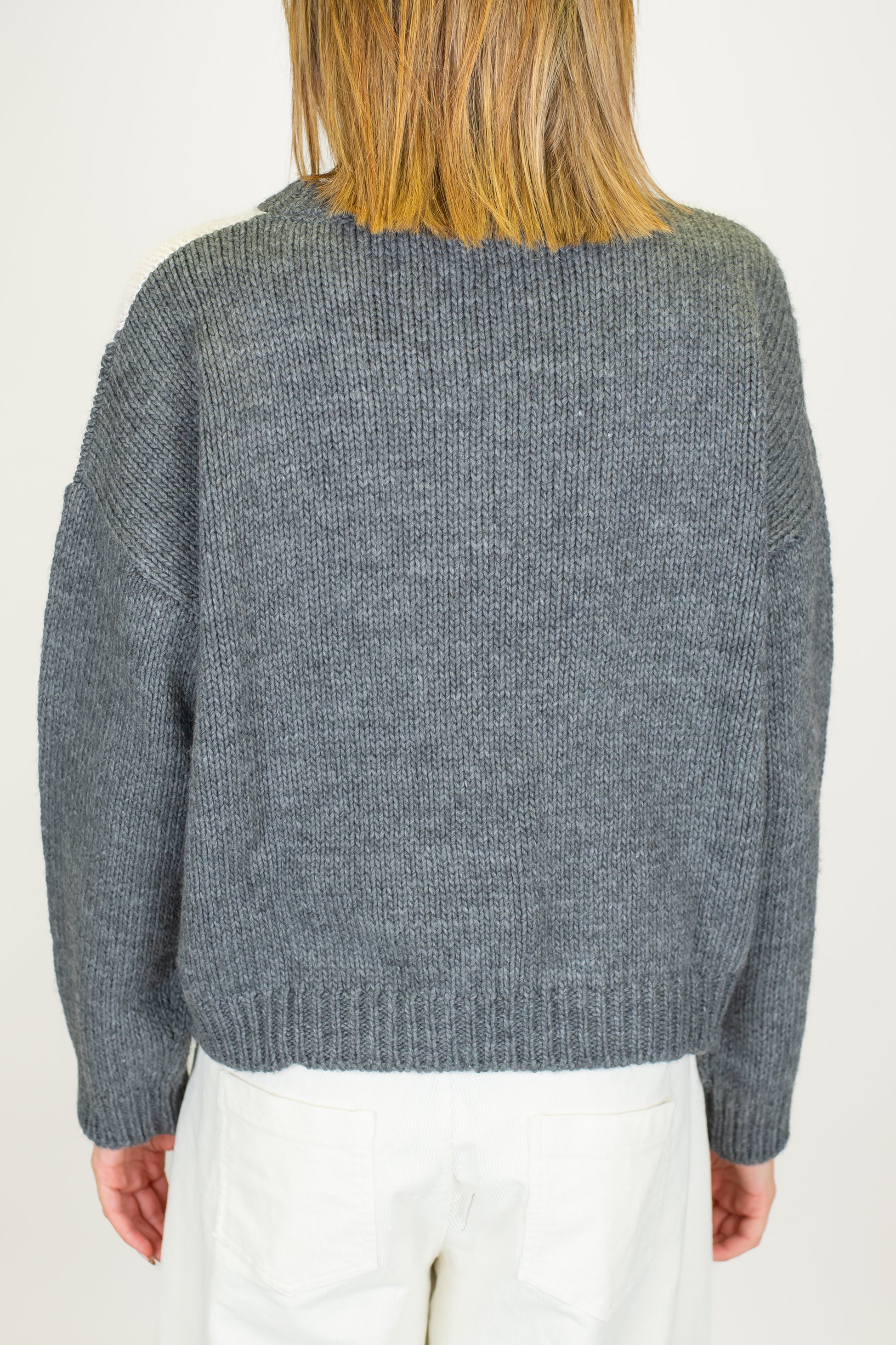 Motel - Maglia over fantasia rombi a contrasto in misto lana con paillettes