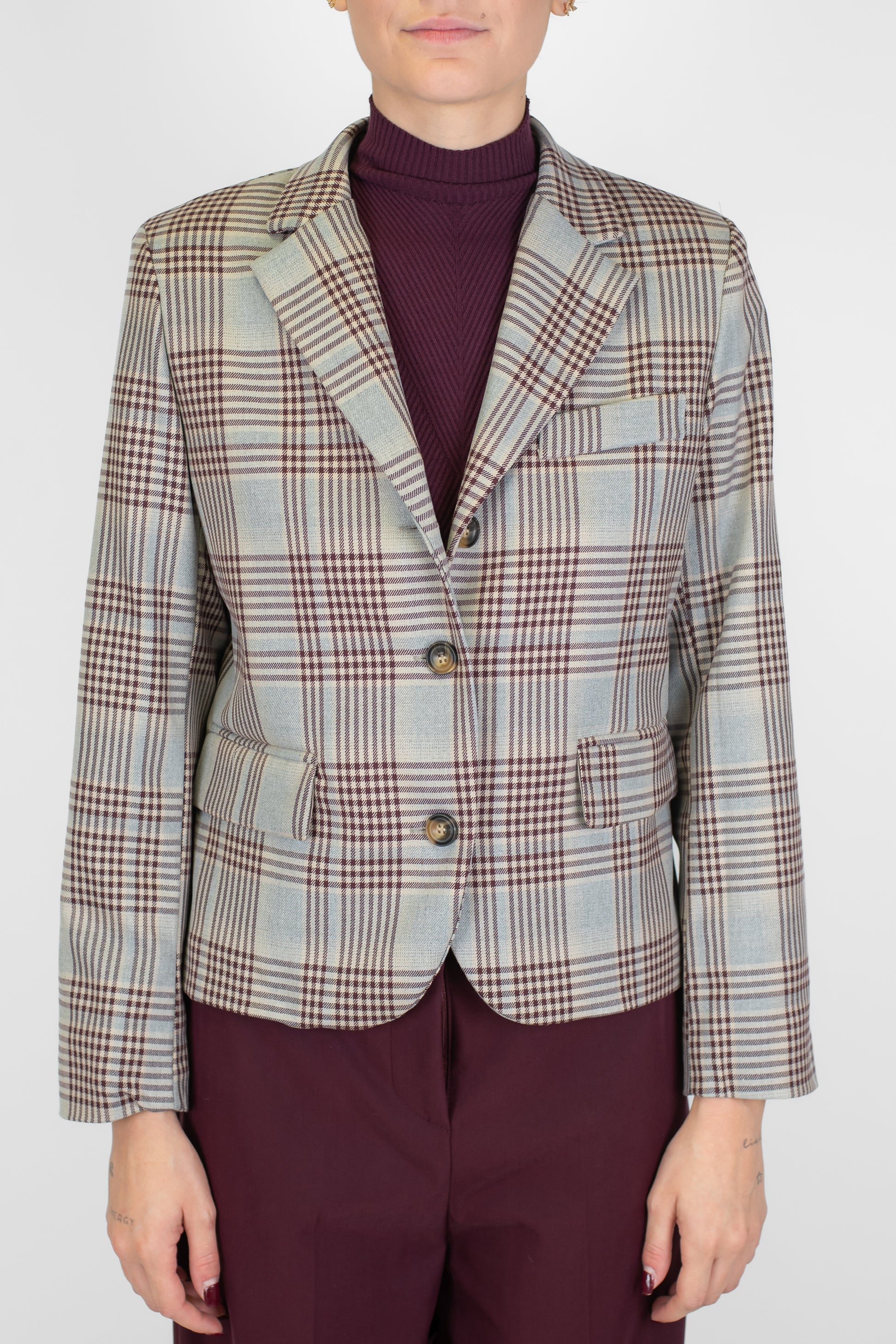 Tensione in - Giacca crop fantasia principe di galles