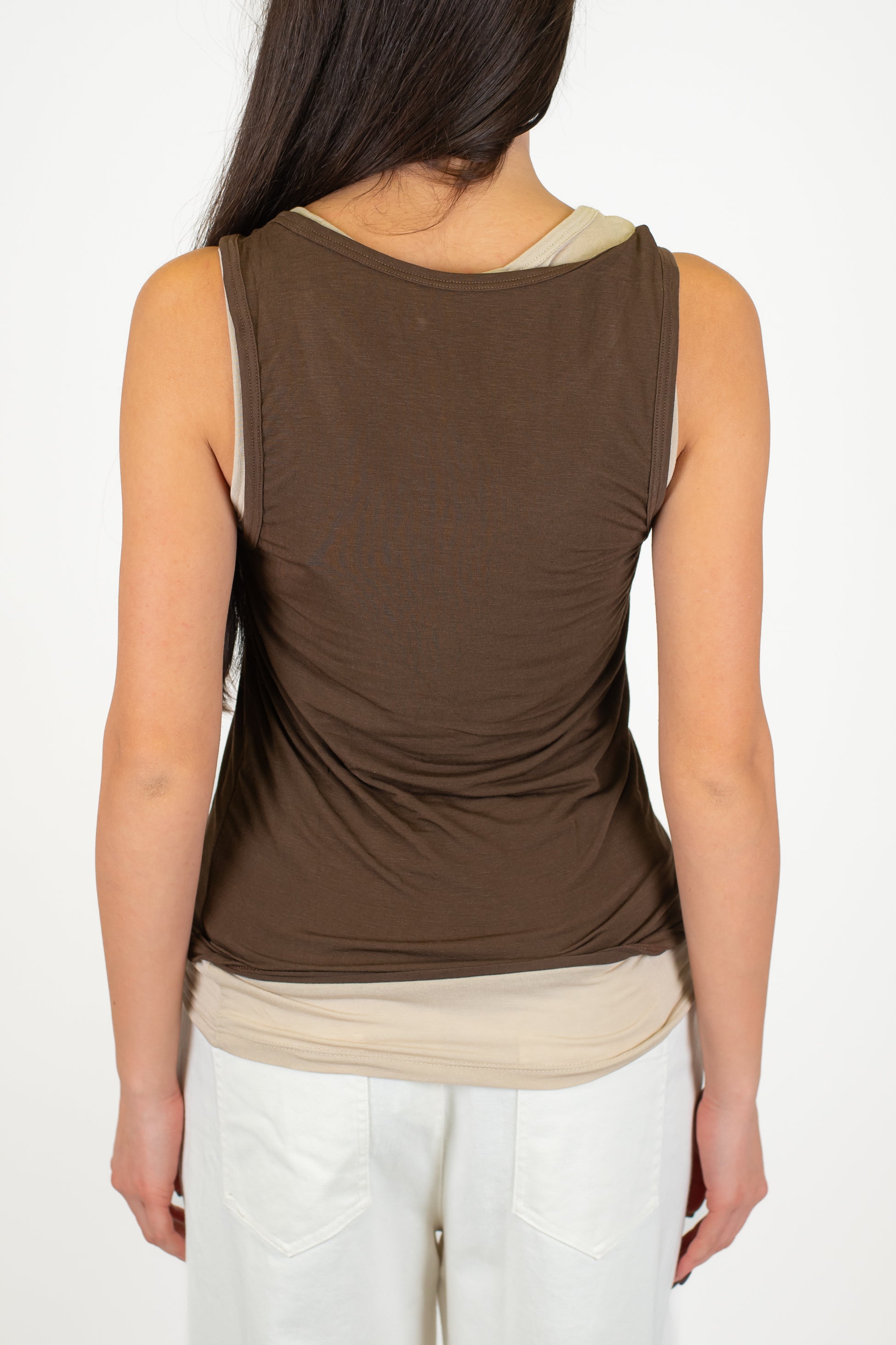 Haveone - Canotta doppio strato a contrasto in misto seta