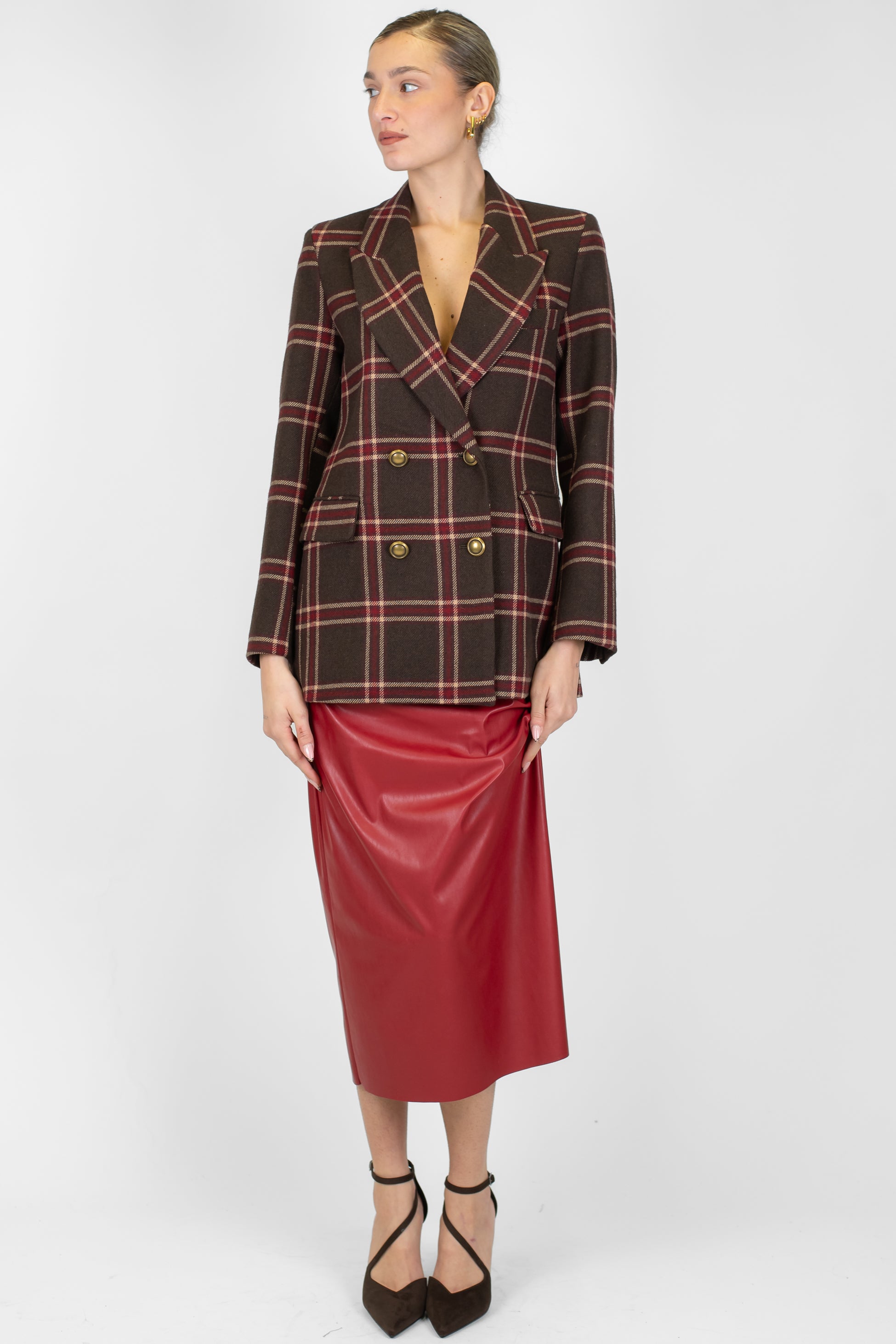 Haveone - Gonna longuette in ecopelle