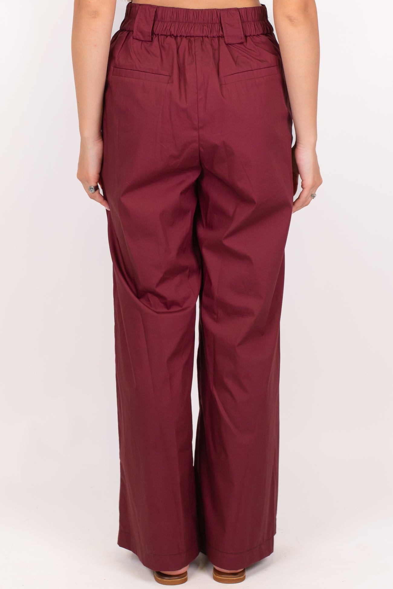 Tensione in - Pantalone palazzo in cotone leggero tela paracadute con elastico sul retro