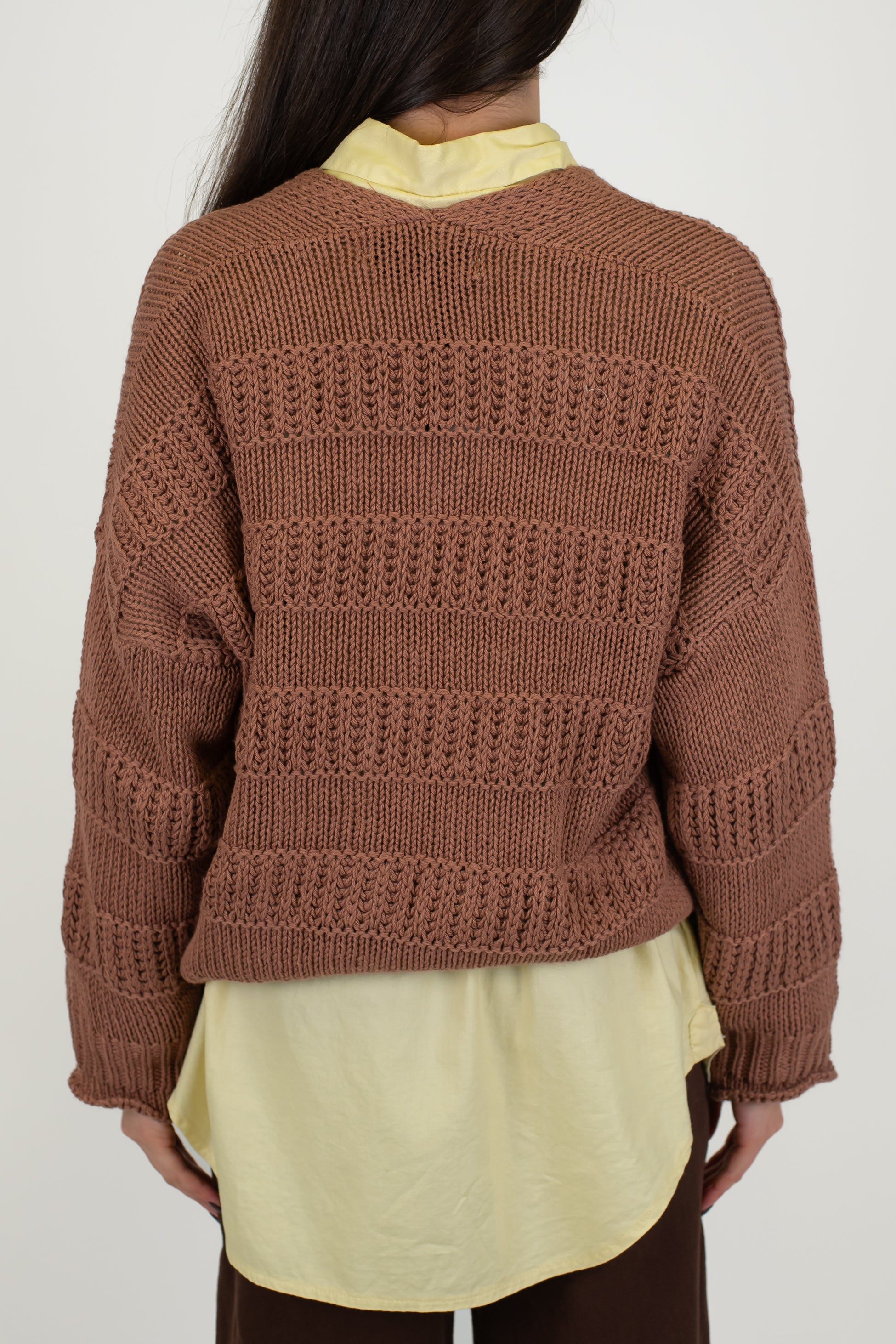 Haveone - Cardigan tre bottoni in filato leggero con bande in rilievo