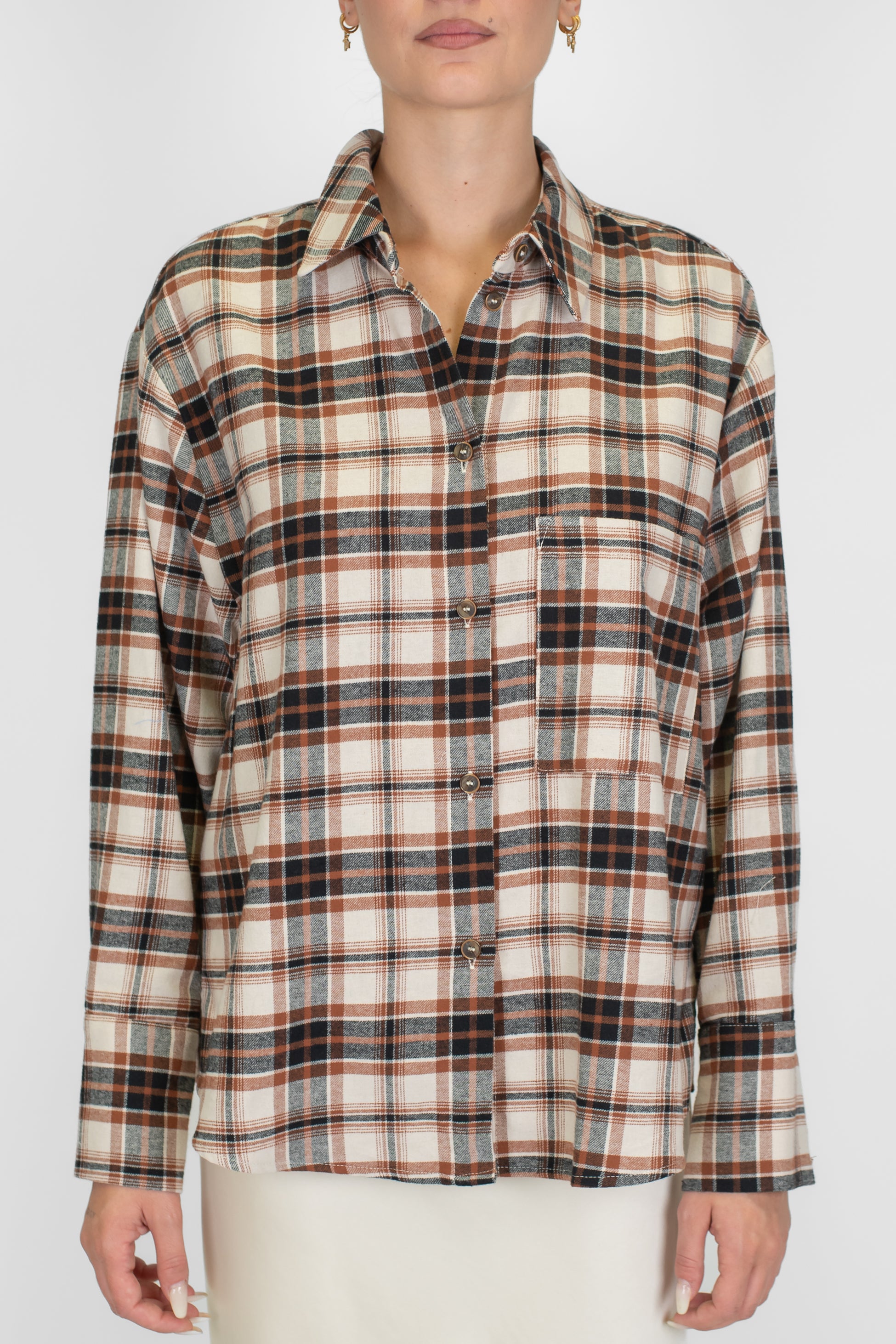 Haveone - Camicia fantasia quadri con taschino