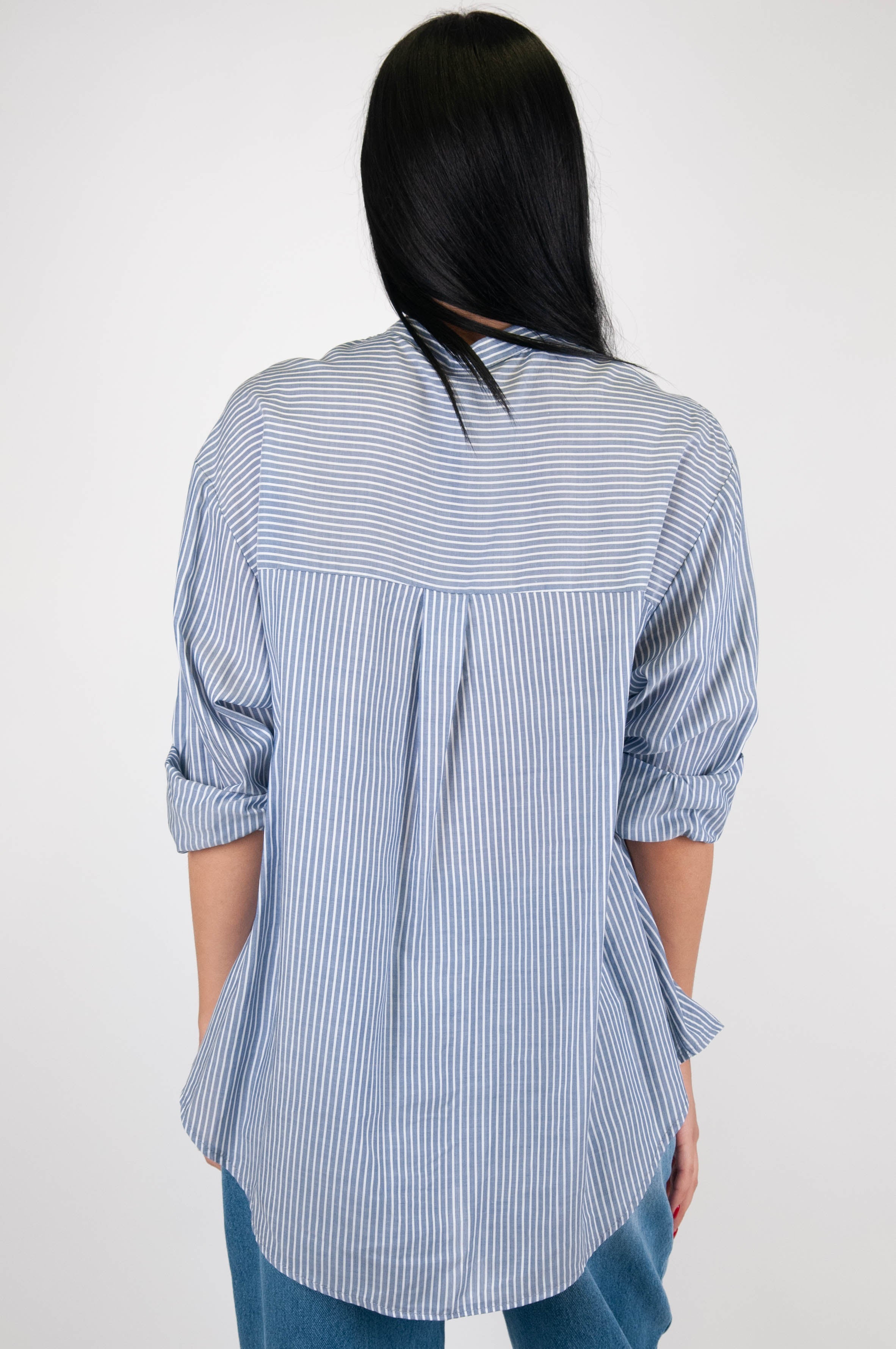 Tension in - Striped shirt with mandarin collar