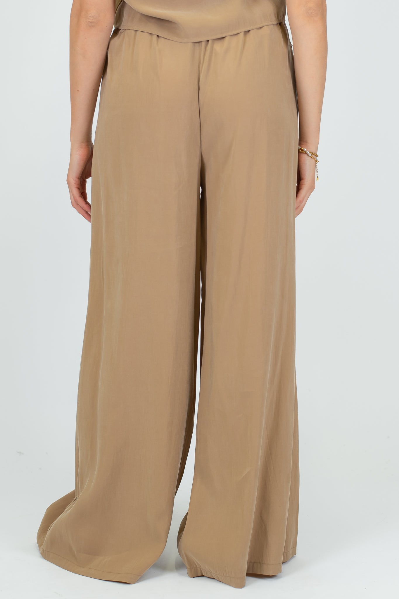 Haveone - Coordinato Gilet con lacci e pantalone palazzo in cupro