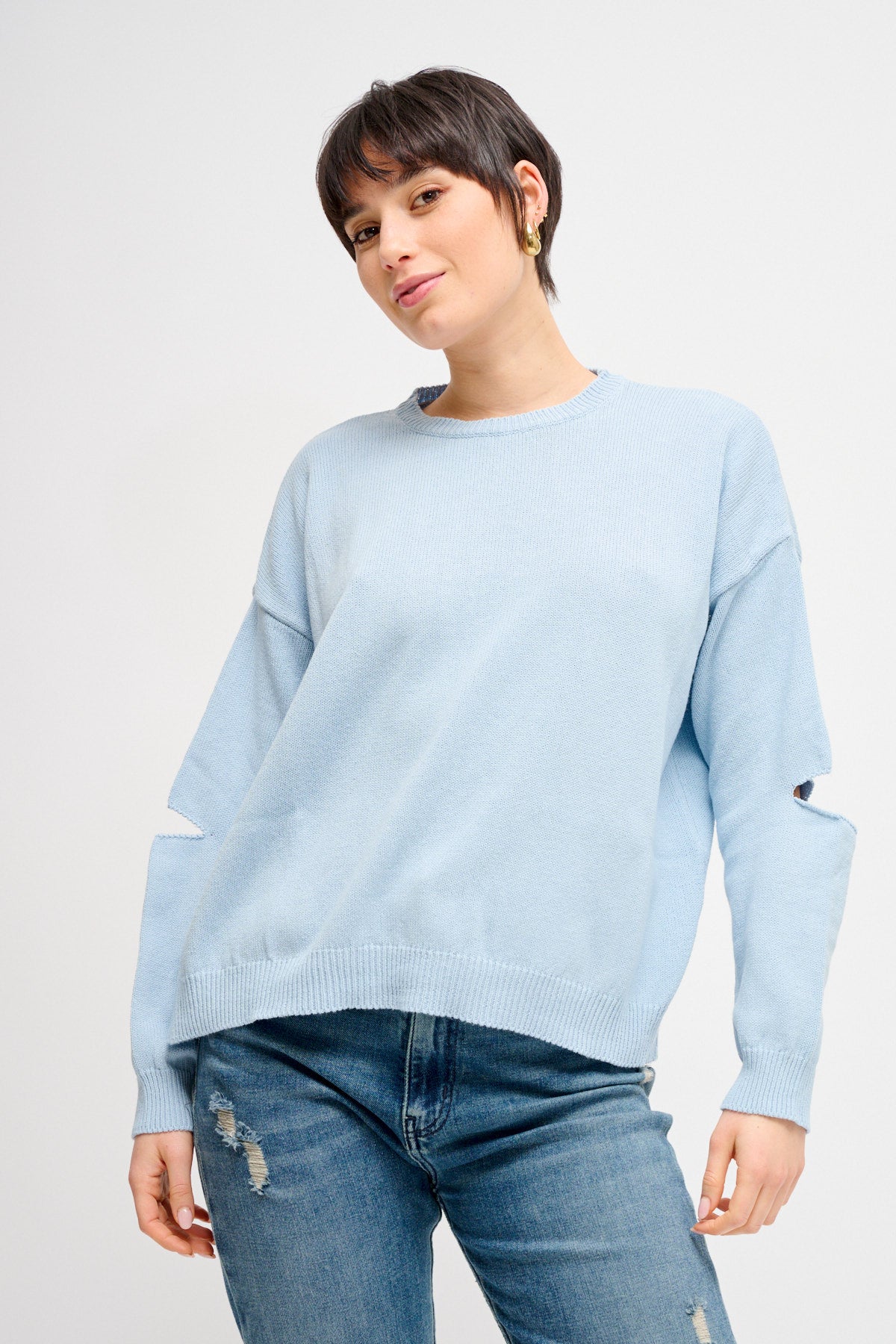 Maryley - Maglia girocollo con spacchetti sui gomiti