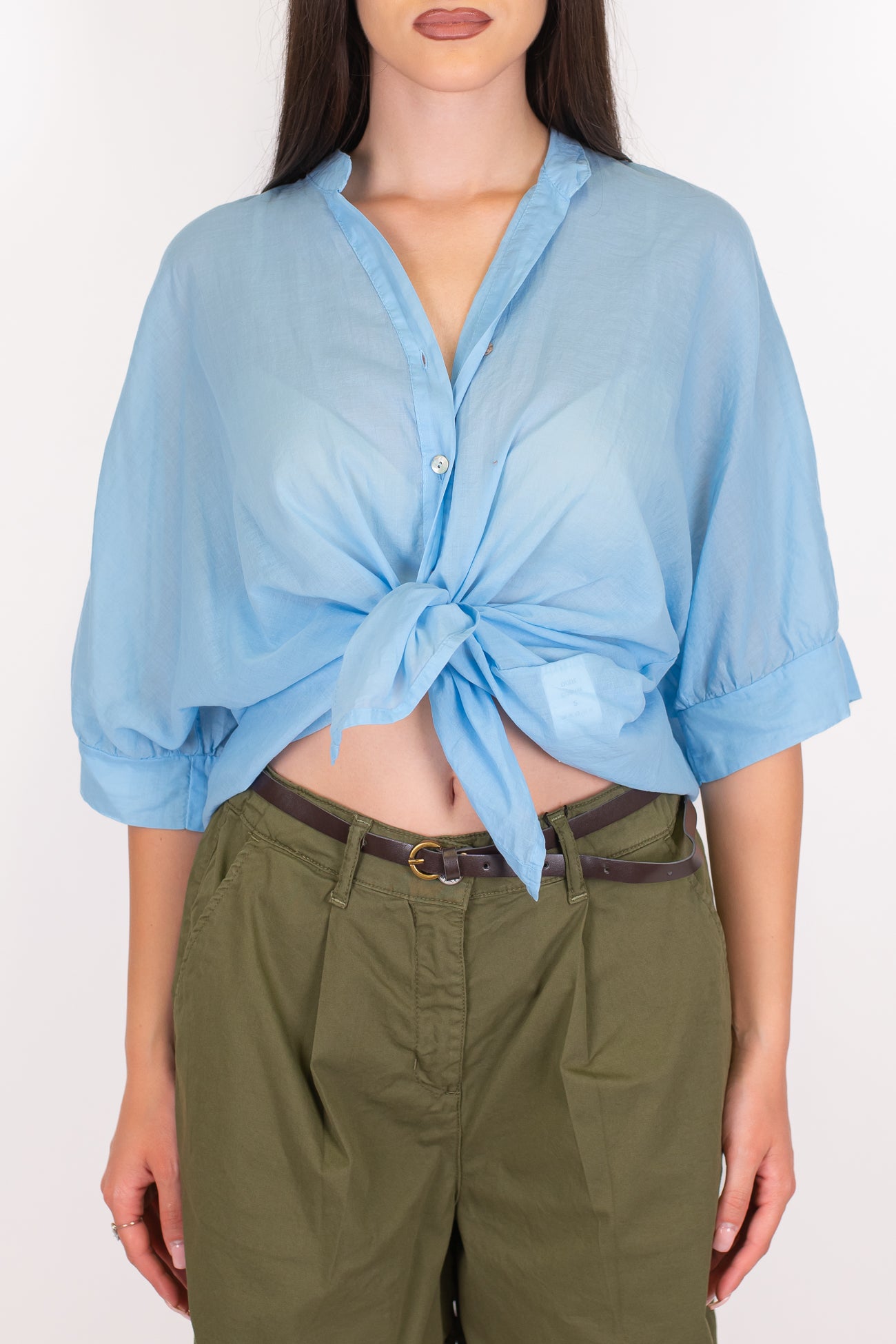 Dixie - Camicia collo alla coreana in mussola di cotone