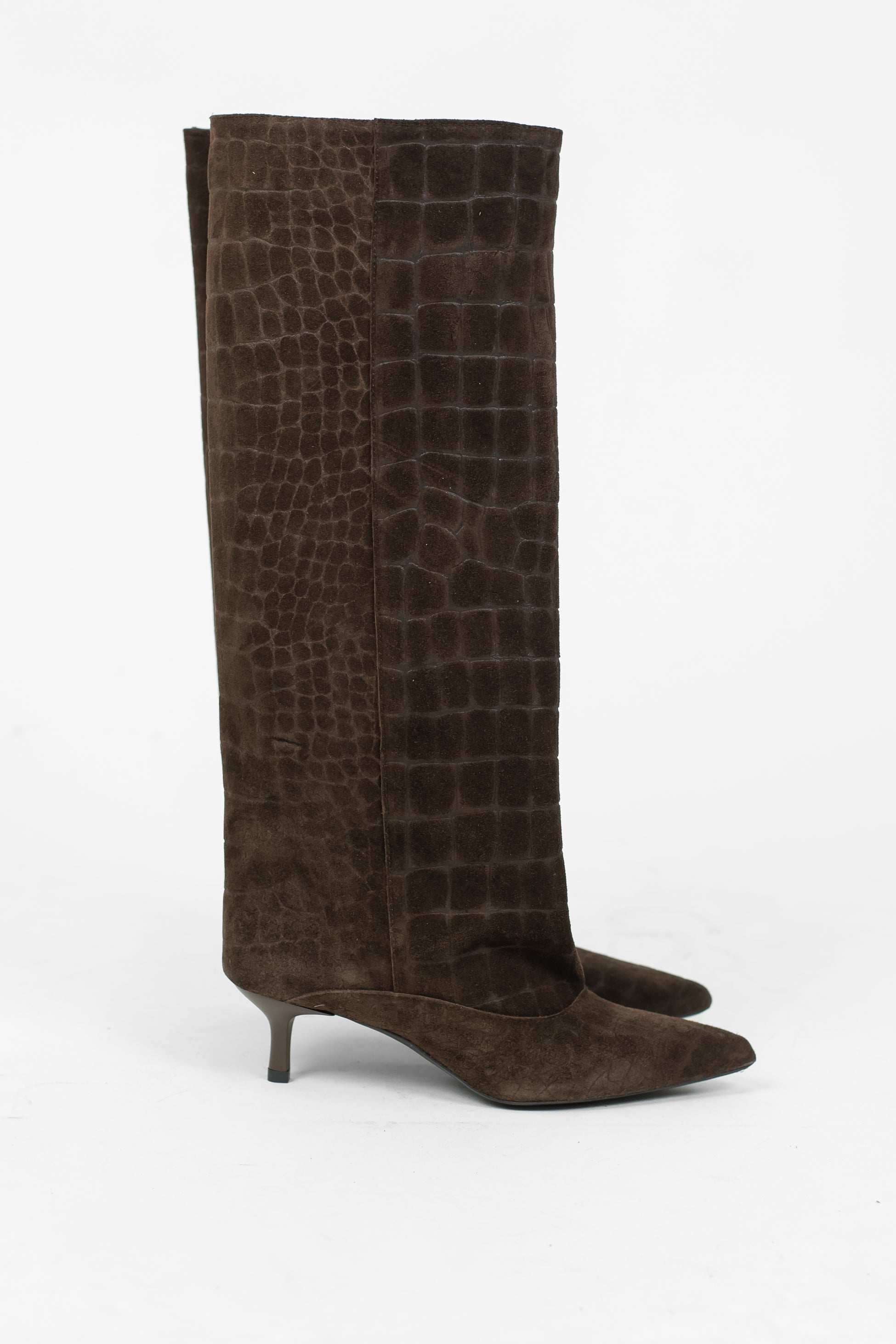 Ovyé - Stivale alto in camoscio cocco con tacchetto