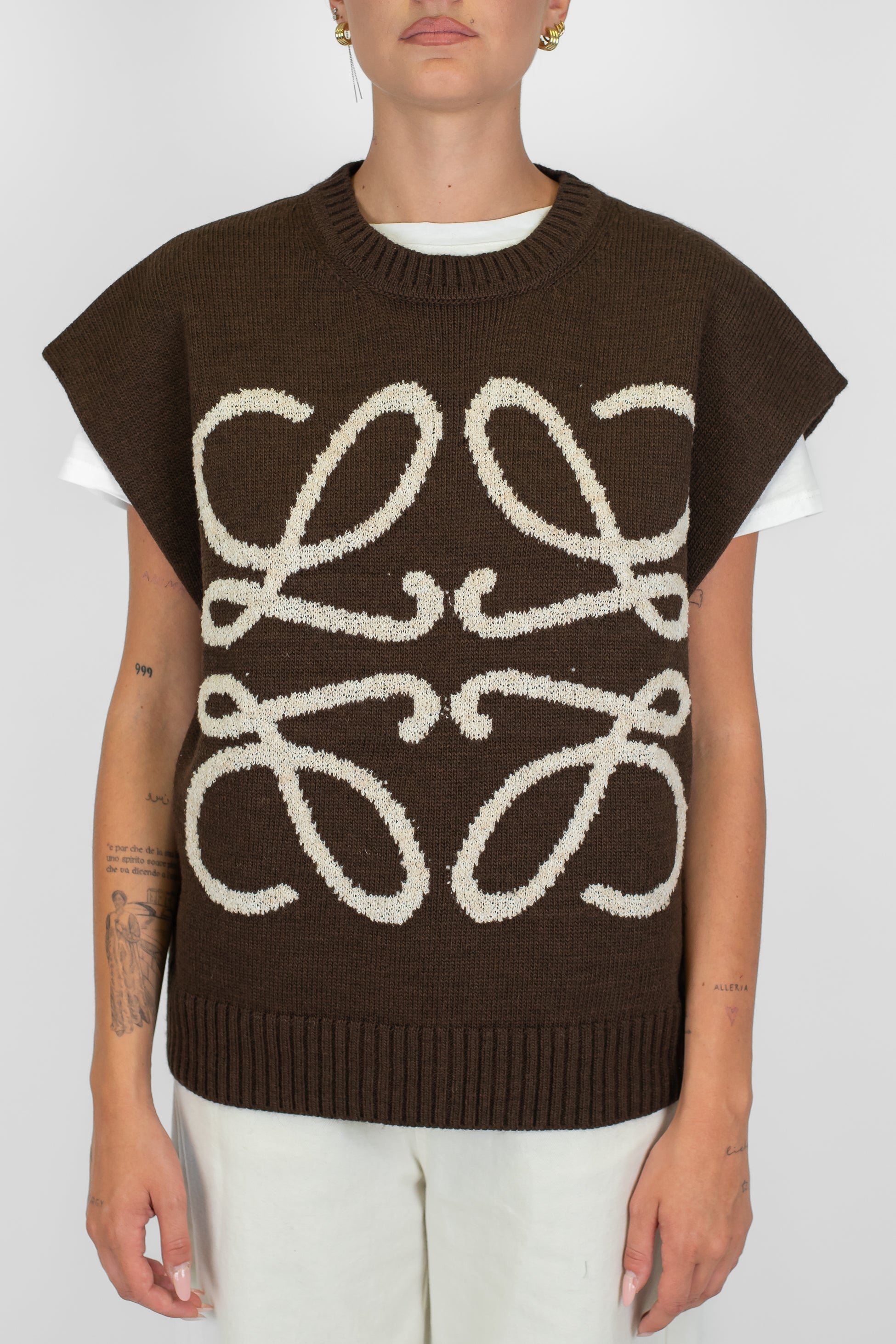 Motel - Maglia over mezzamanica in misto lana con intarsi