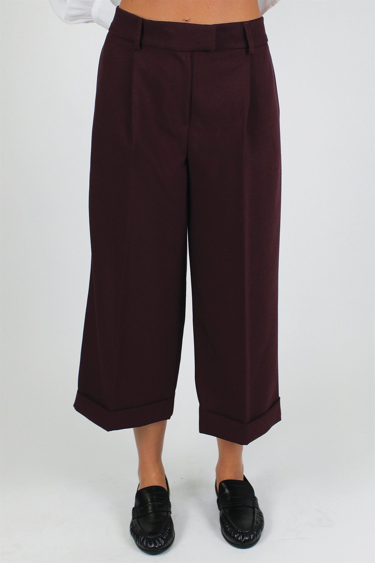 Tensione in - Pantalone palazzo crop con chiusura a scomparsa