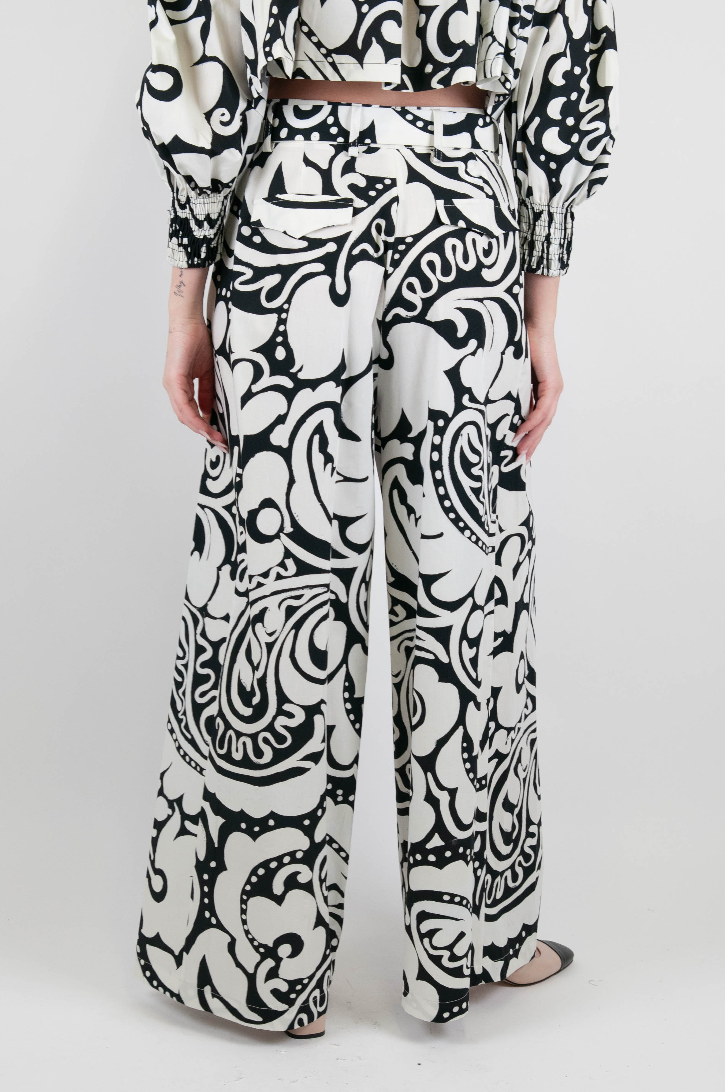 Tension in - Abstract patterned cotton palazzo trousers