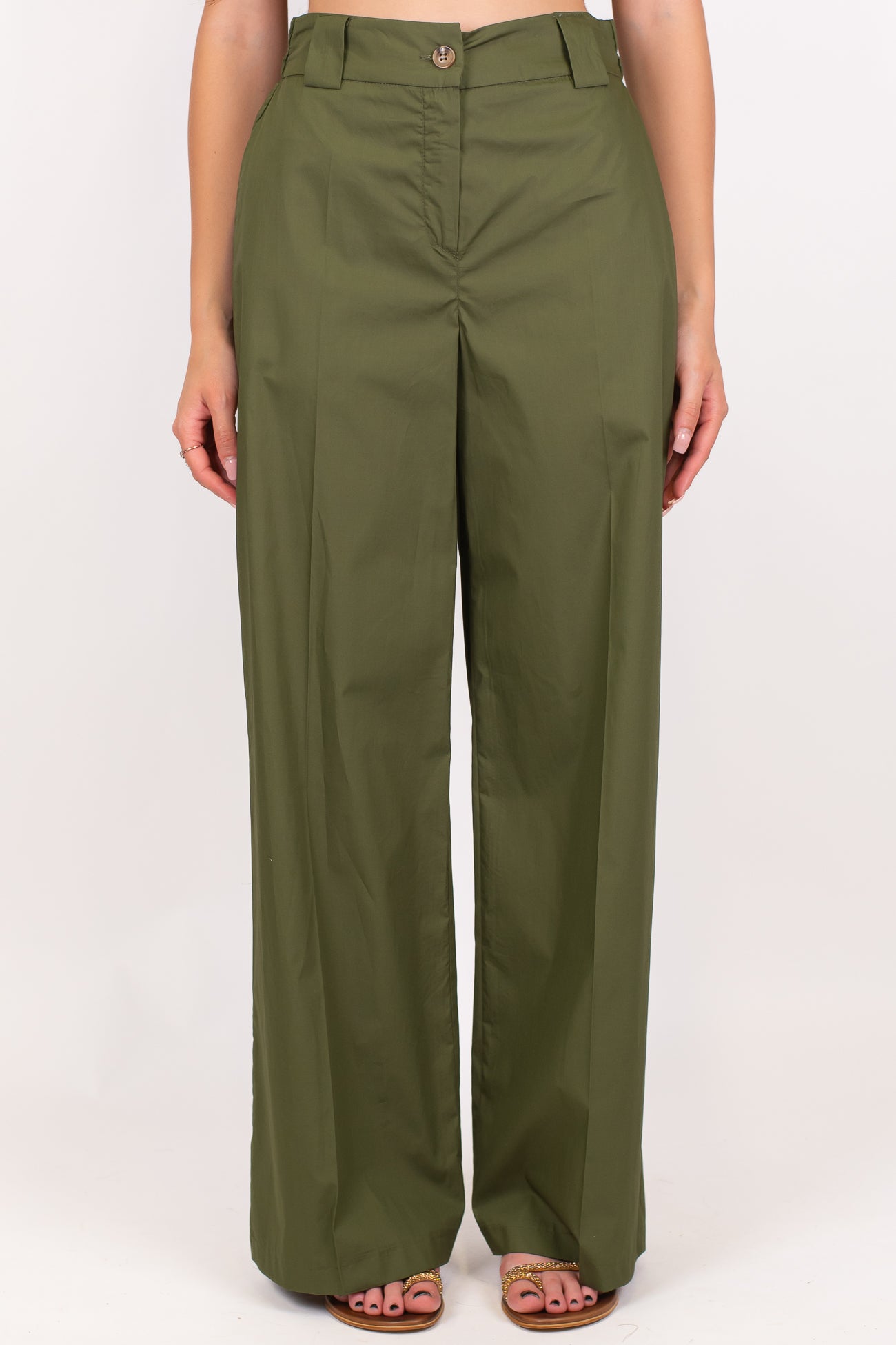 Tensione in - Pantalone palazzo in cotone leggero tela paracadute con elastico sul retro