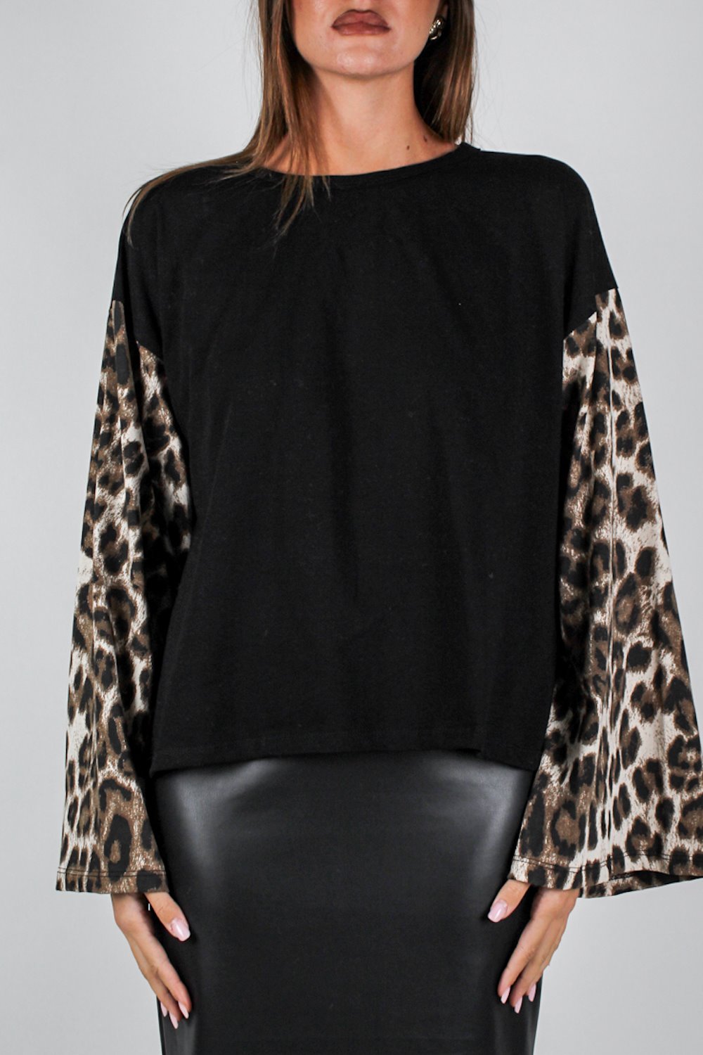 Haveone - Shirt over con manica a campana fantasia animalier