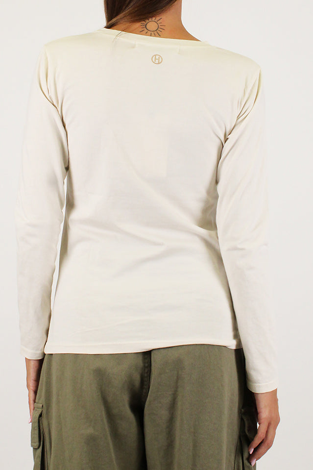 Haveone - Shirt manica lunga in cotone tinta unita