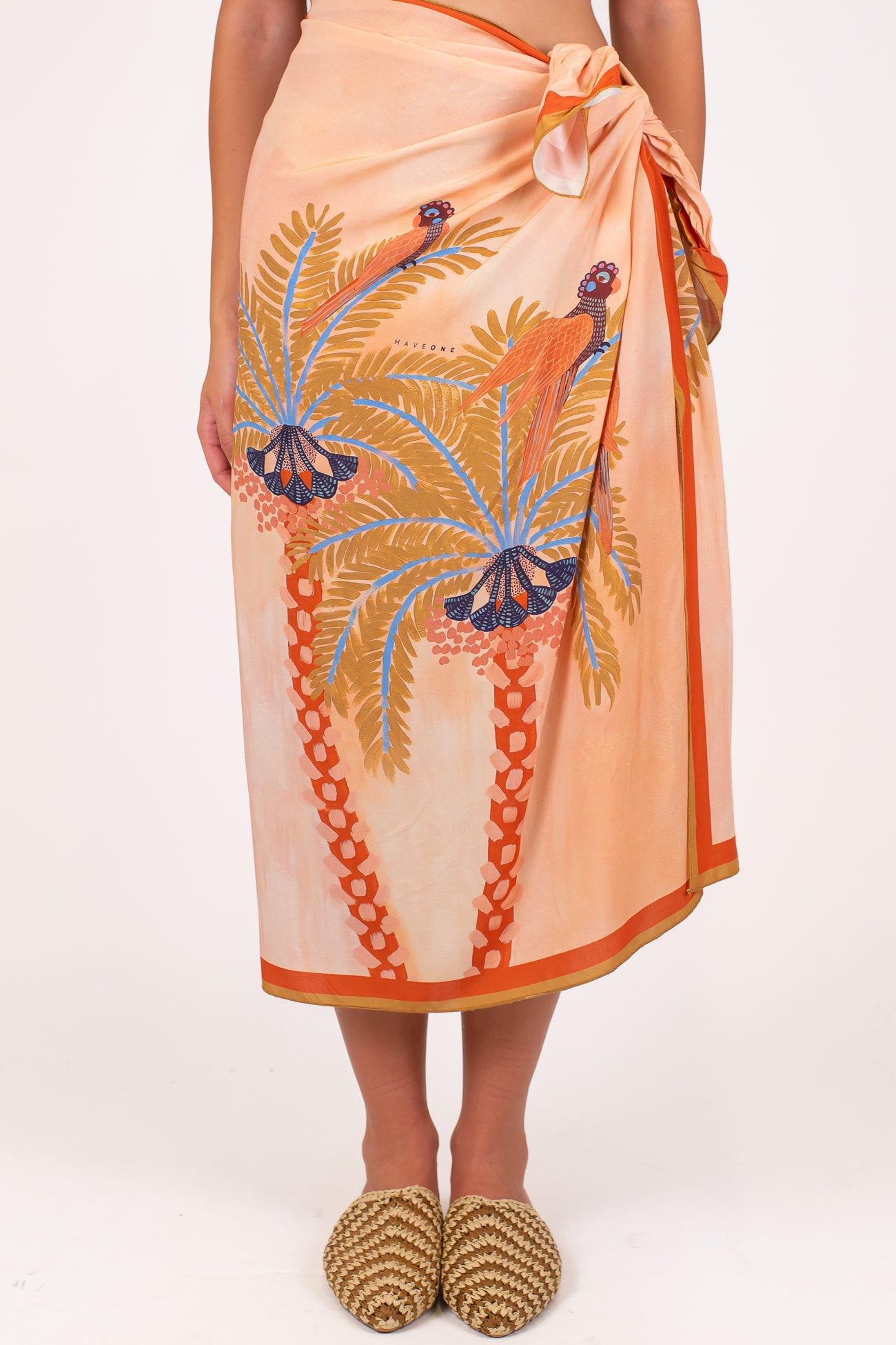 Haveone - Gonna pareo in viscosa leggera fantasia pavoni