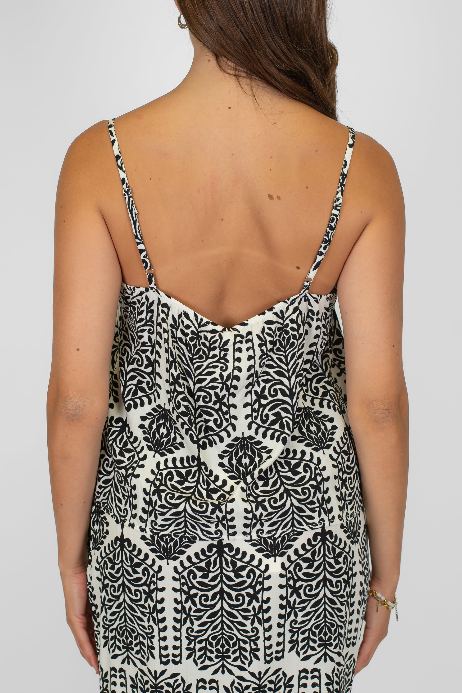 Tensione in - Top fantasia astratta in viscosa con bretelline regolabili