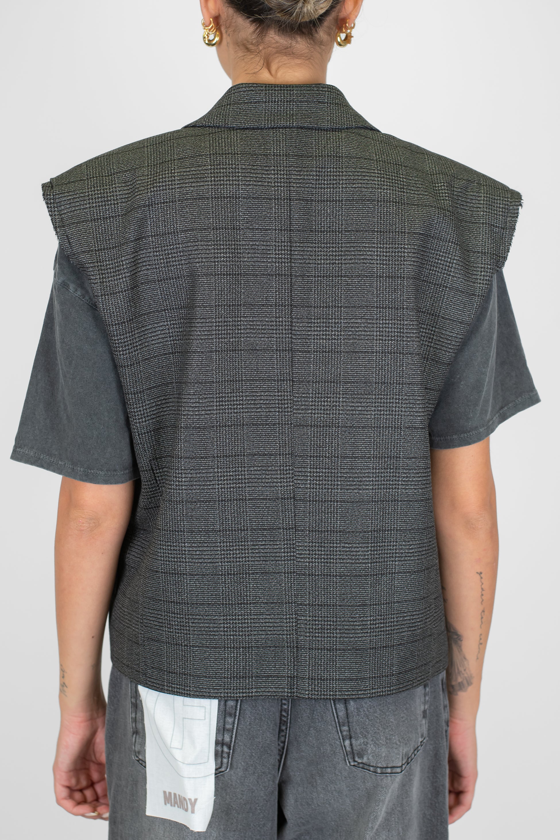 Tensione in - Gilet doppiopetto fantasia check con spalline