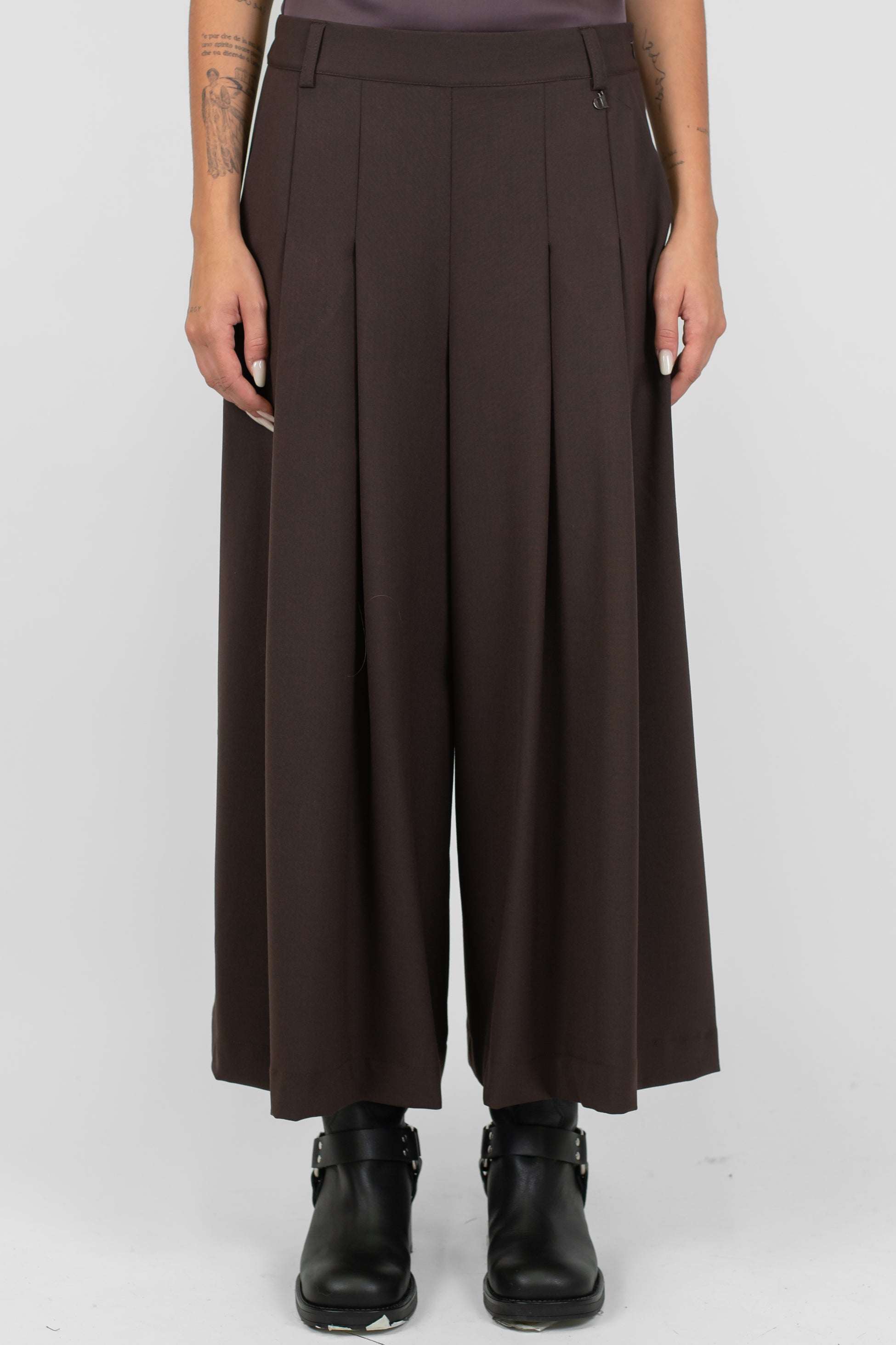 Dixie - Panta-gonna palazzo con pinces ed elastico sul retro