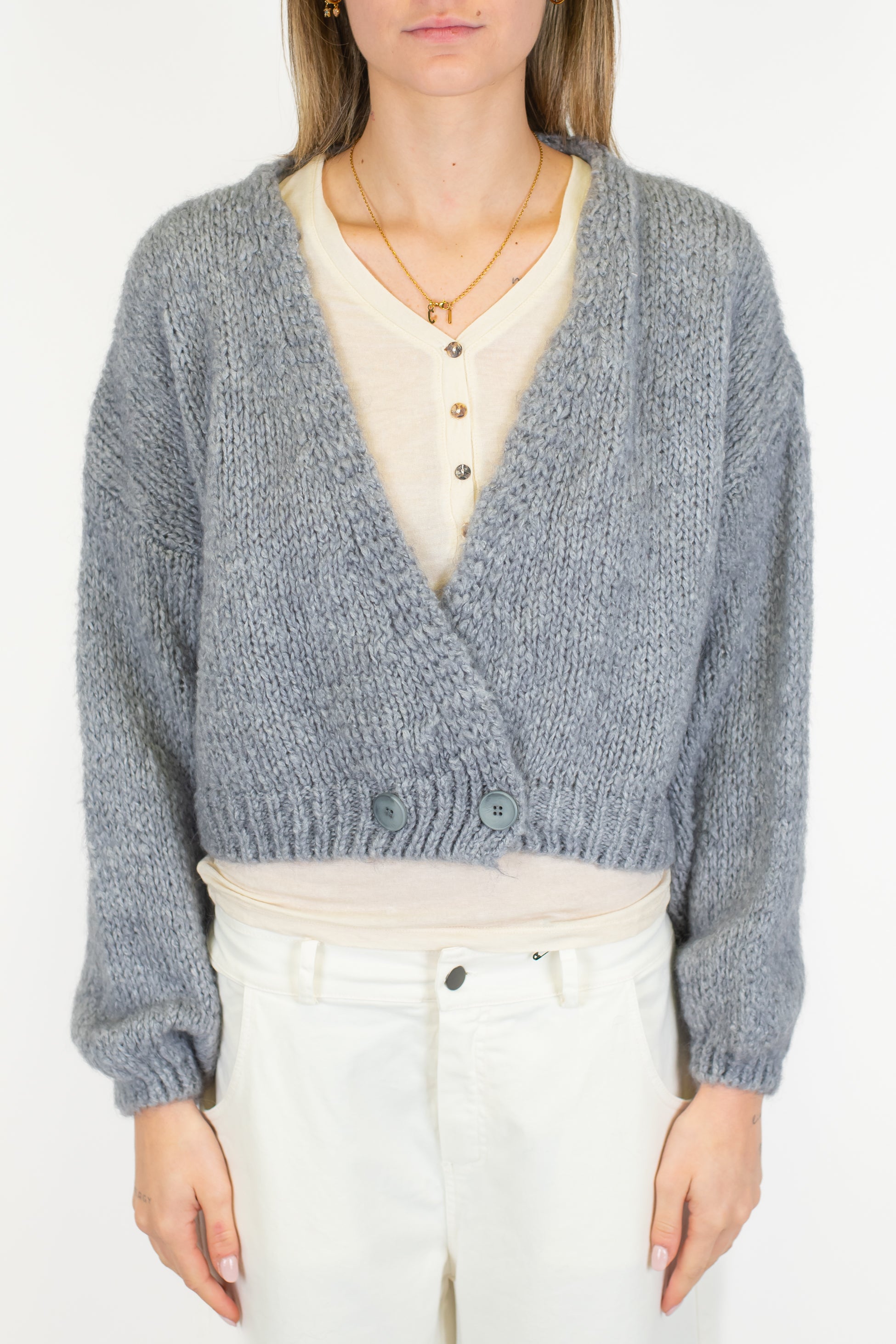 Dixie - Cardigan con doppiopetto in misto lana mohair con bottoni sul fondo