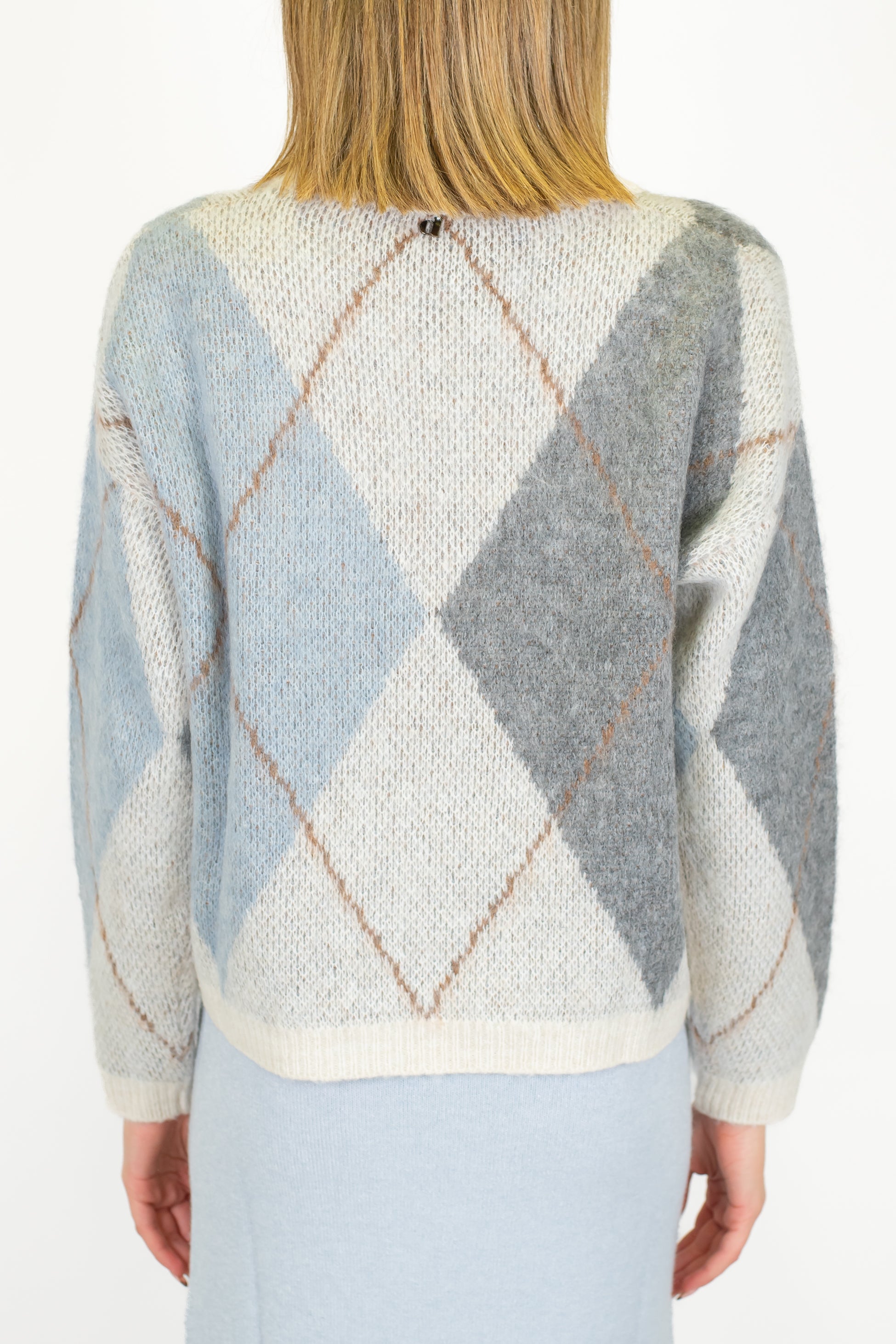 Dixie - Maglia fantasia rombi a contrasto in misto lana