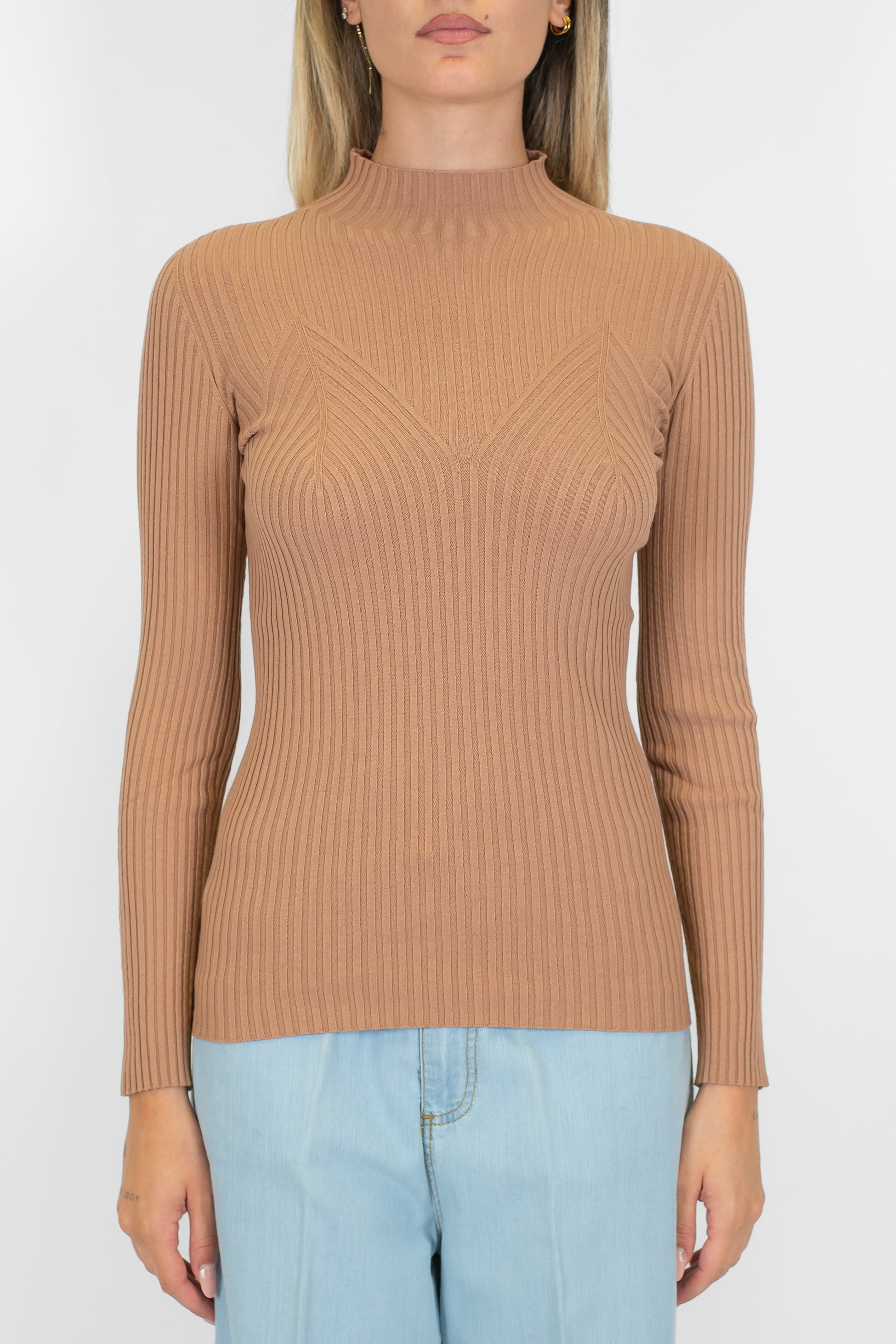 Kontatto - Lupetto a coste manica lunga