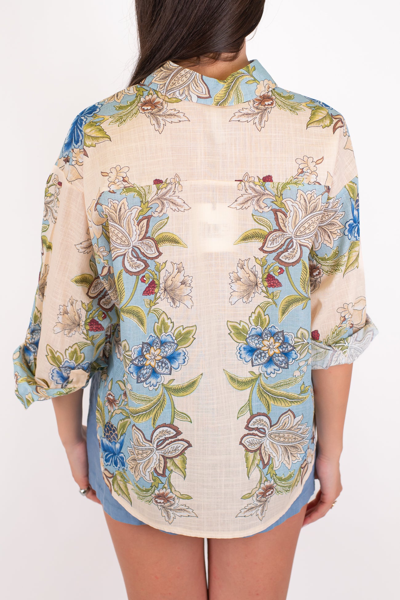 Tensione in - Camicia mezzamanica fantasia floreale in cotone