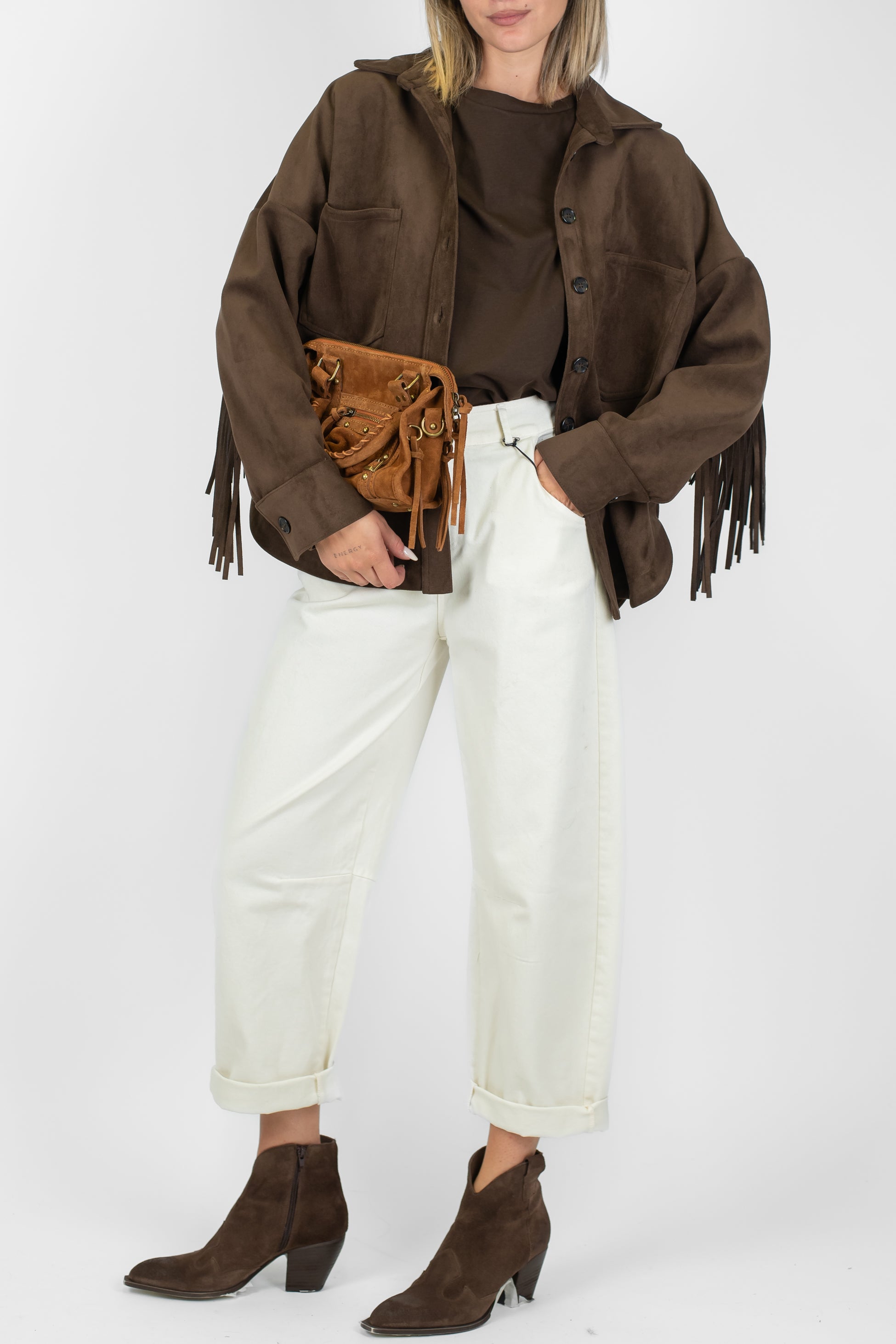 Dixie - Giacca in dainetto con frange