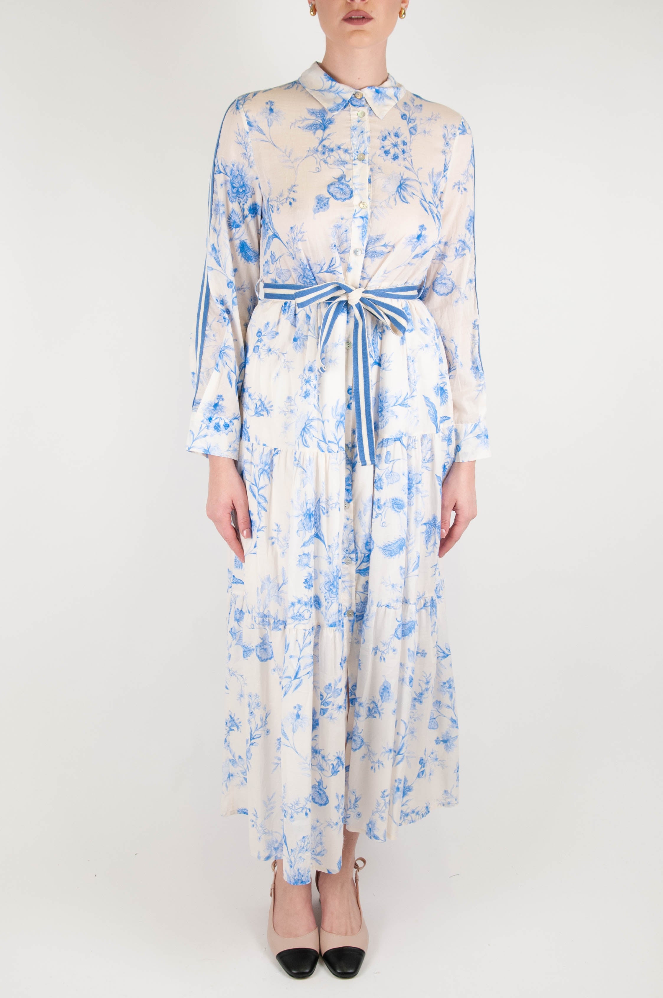 Motel - Floral patterned shirtdress in cotton muslin