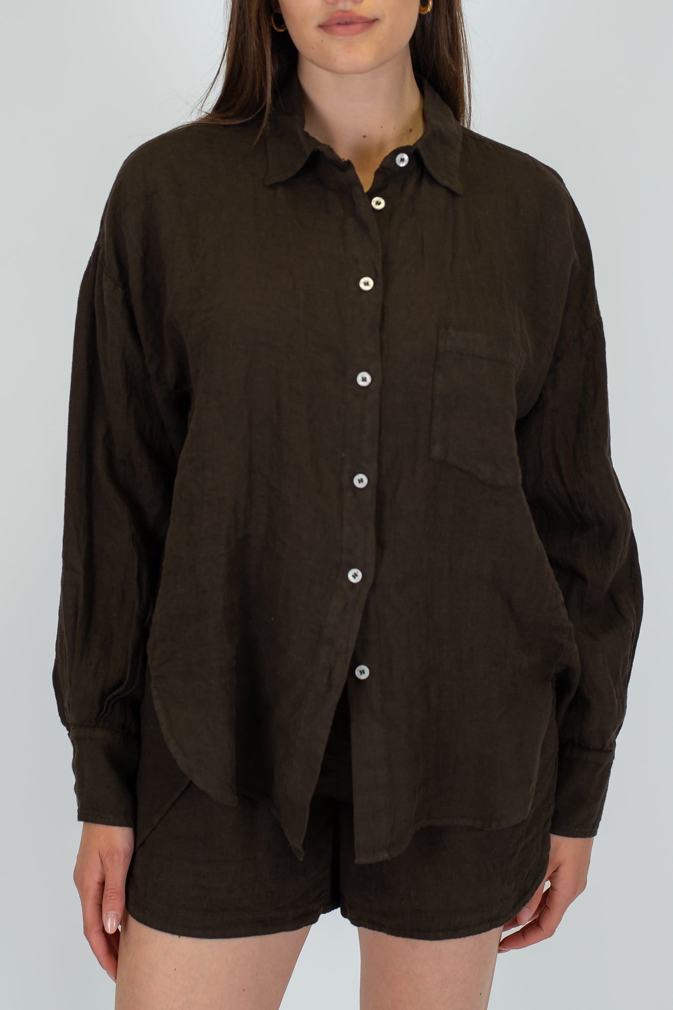 Tensione in - Camicia 100% lino con taschino