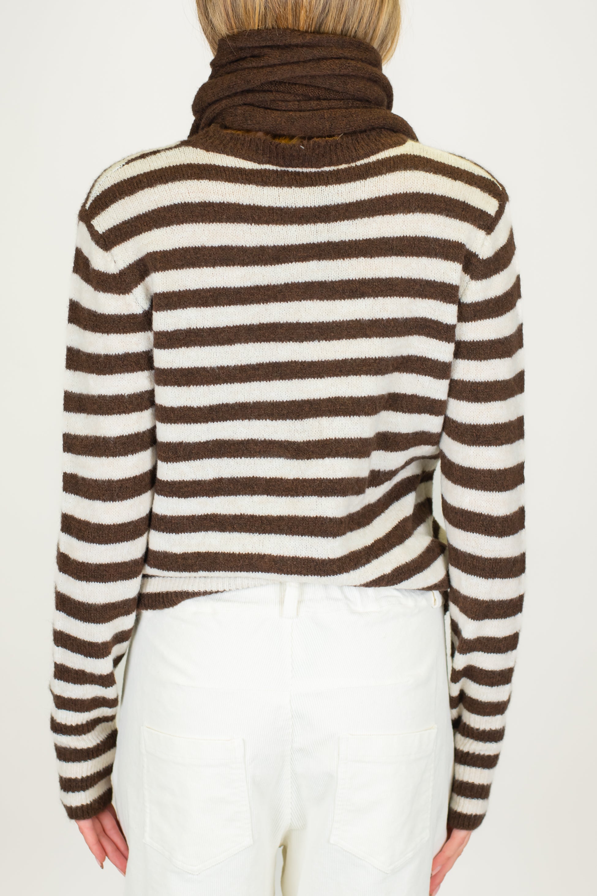 Haveome - Maglia a righe in misto lana con sciarpina