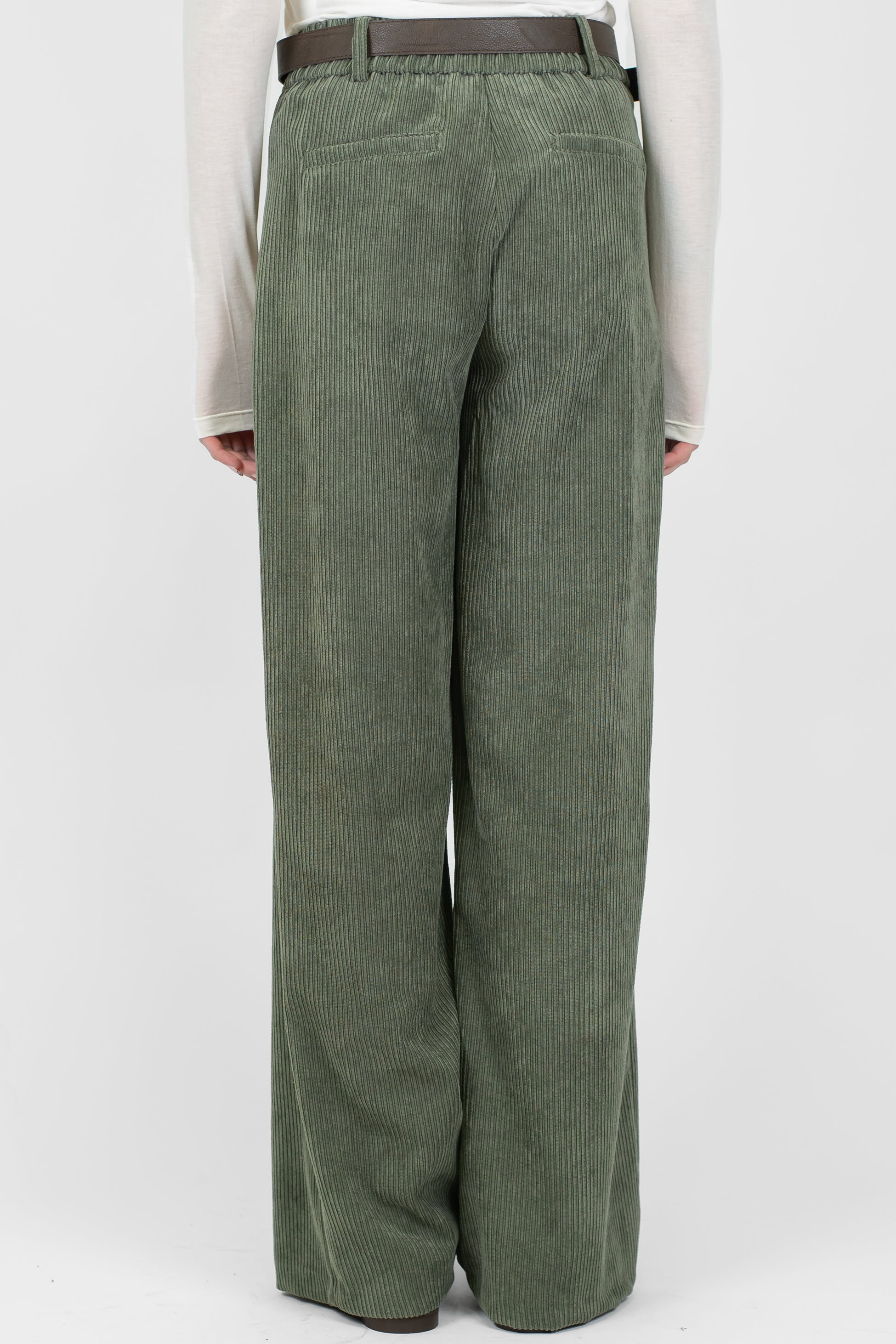 Haveone - Pantalone palazzo in velluto a coste con elastico sul retro