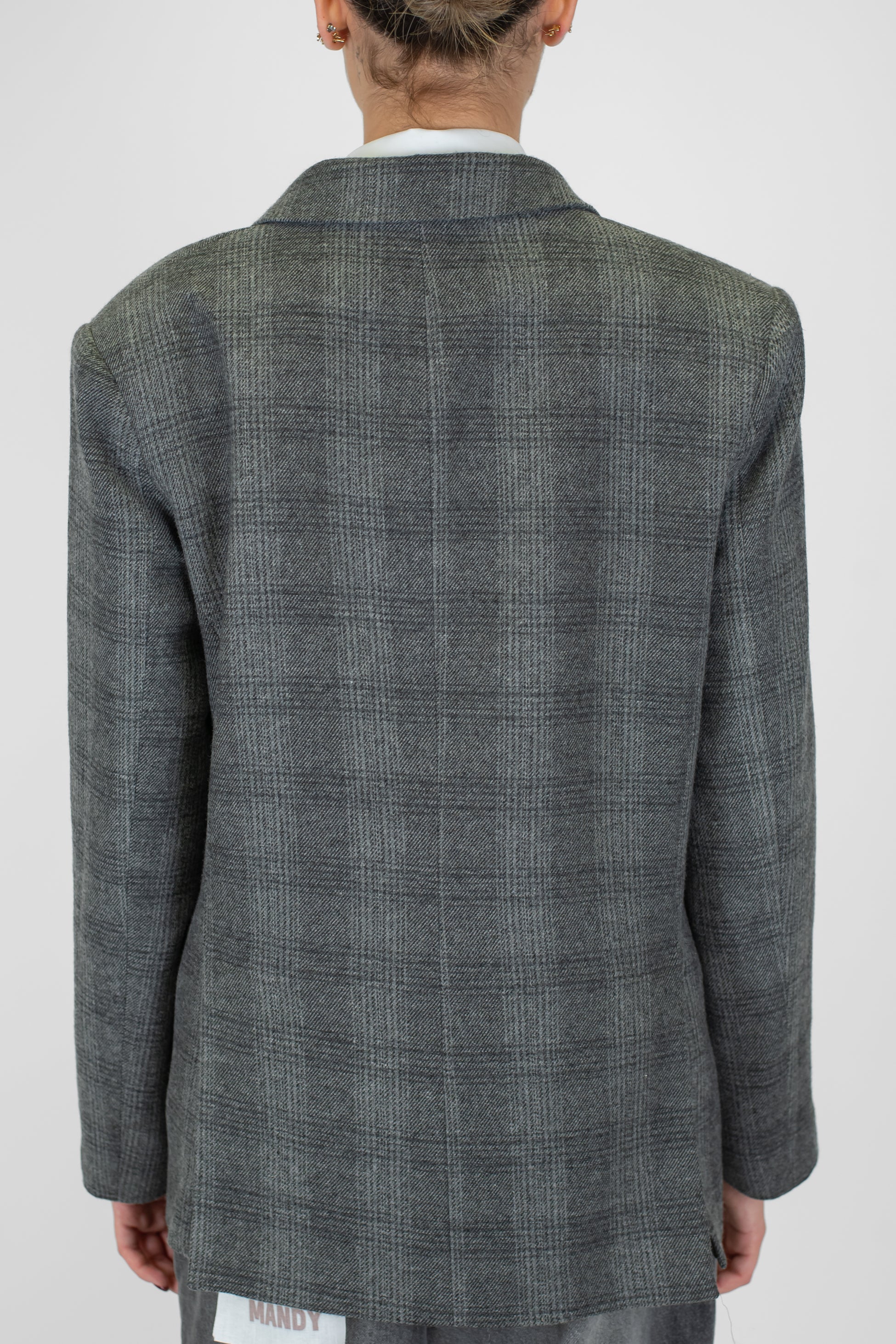 Tensione in - Giacca doppiopetto fantasia check in misto lana con cravatta tramata