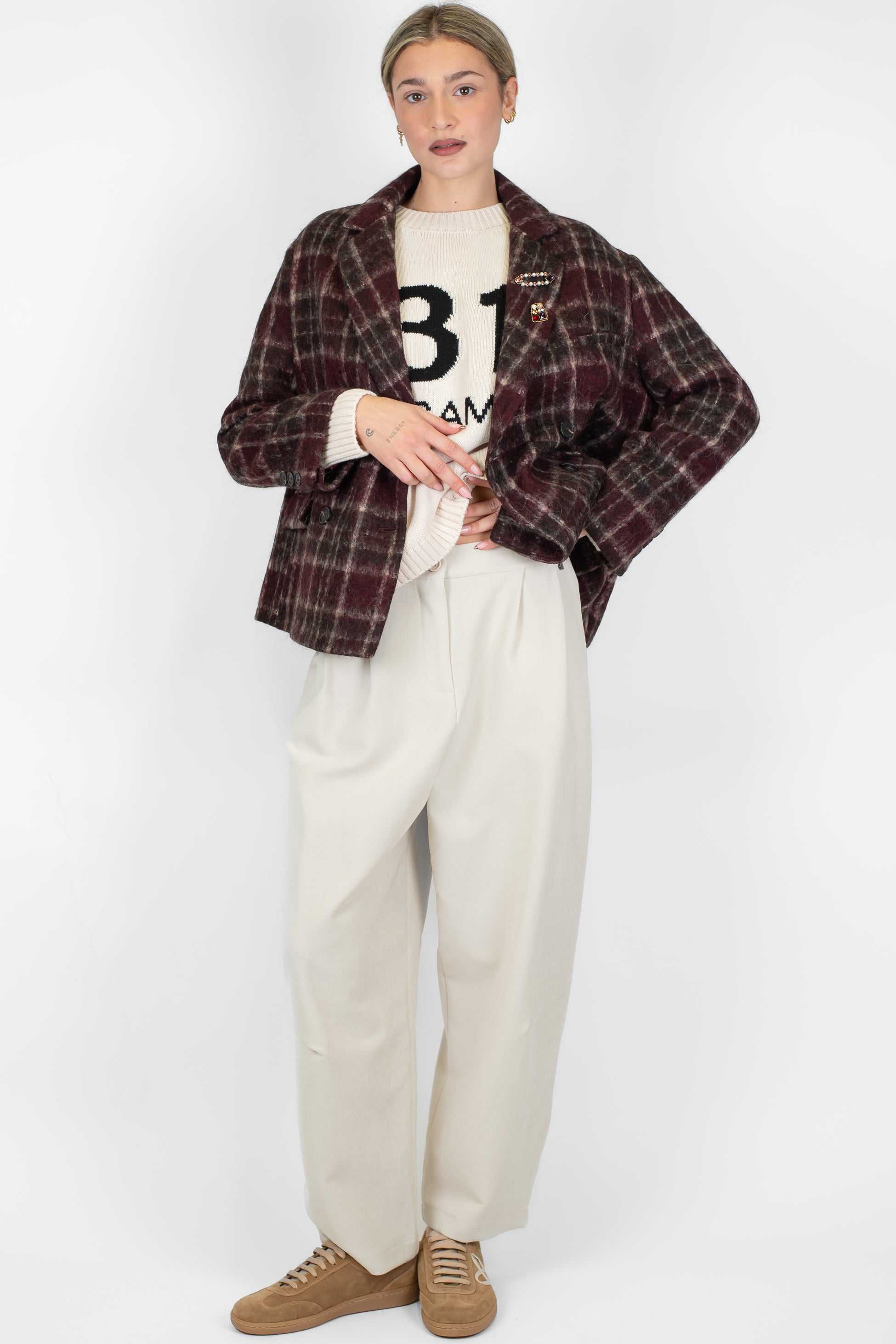 Tensione in - Maglia con scritta in misto lana/cashmere