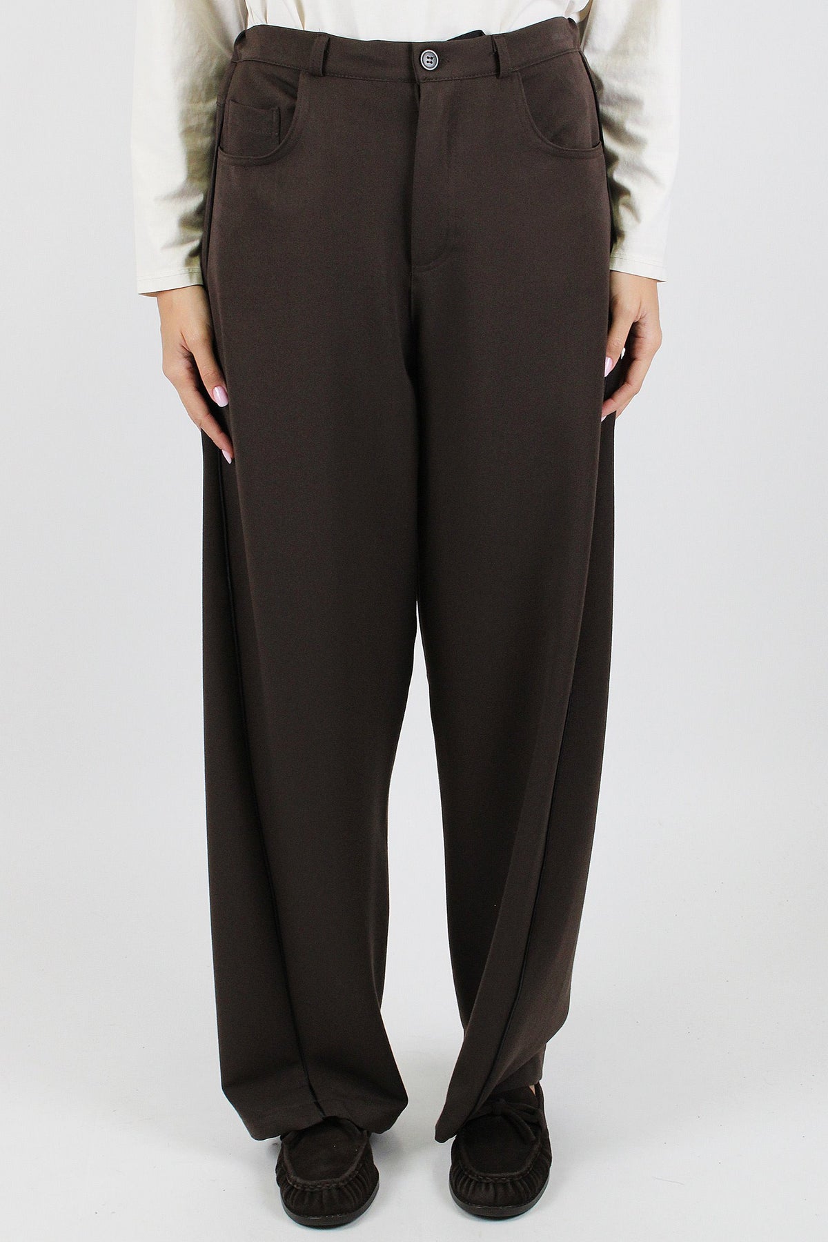 Maryley - Pantalone regular in punto milano con elastico in vita