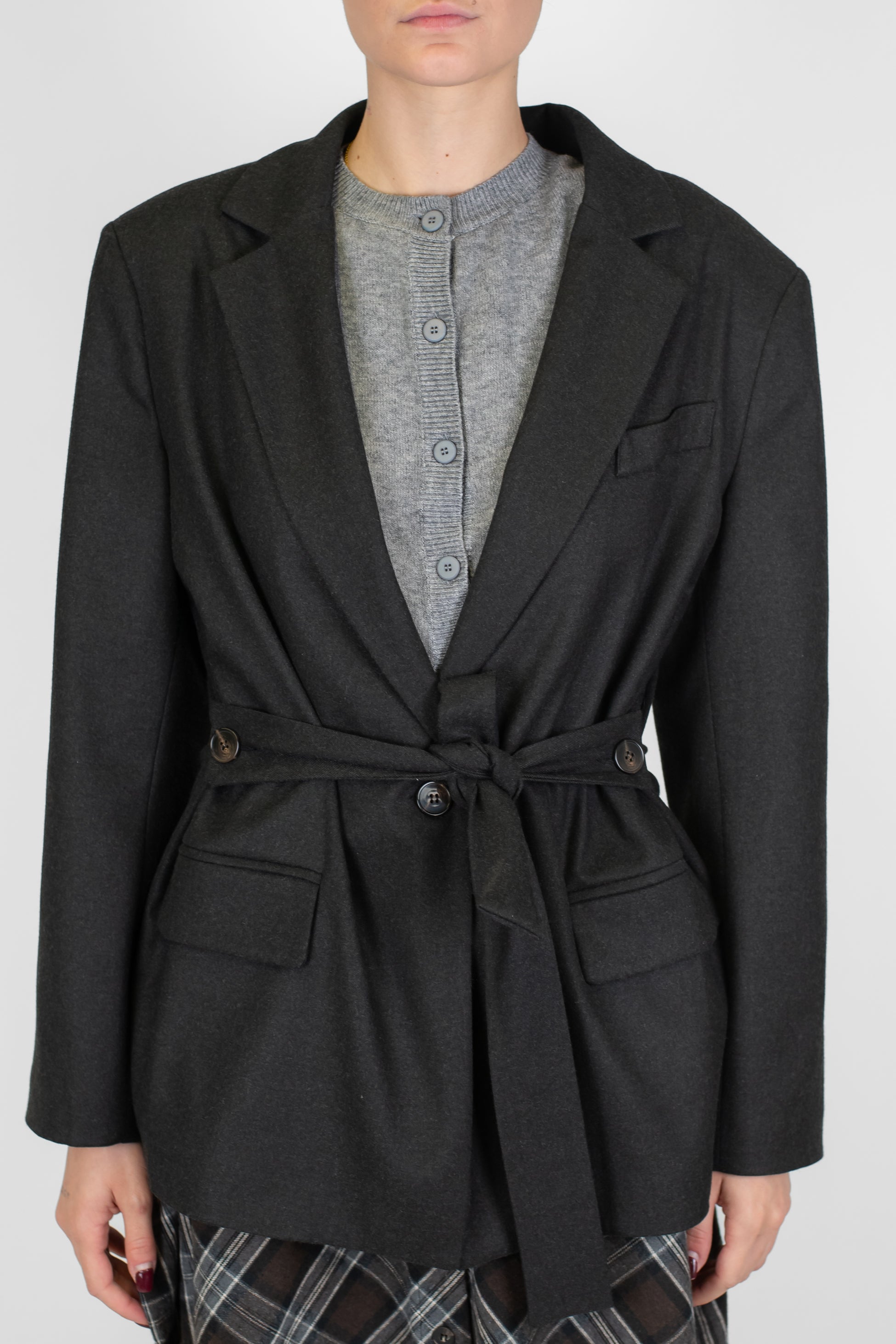 Tensione in - Giacca a portafoglio con cintura in tessuto